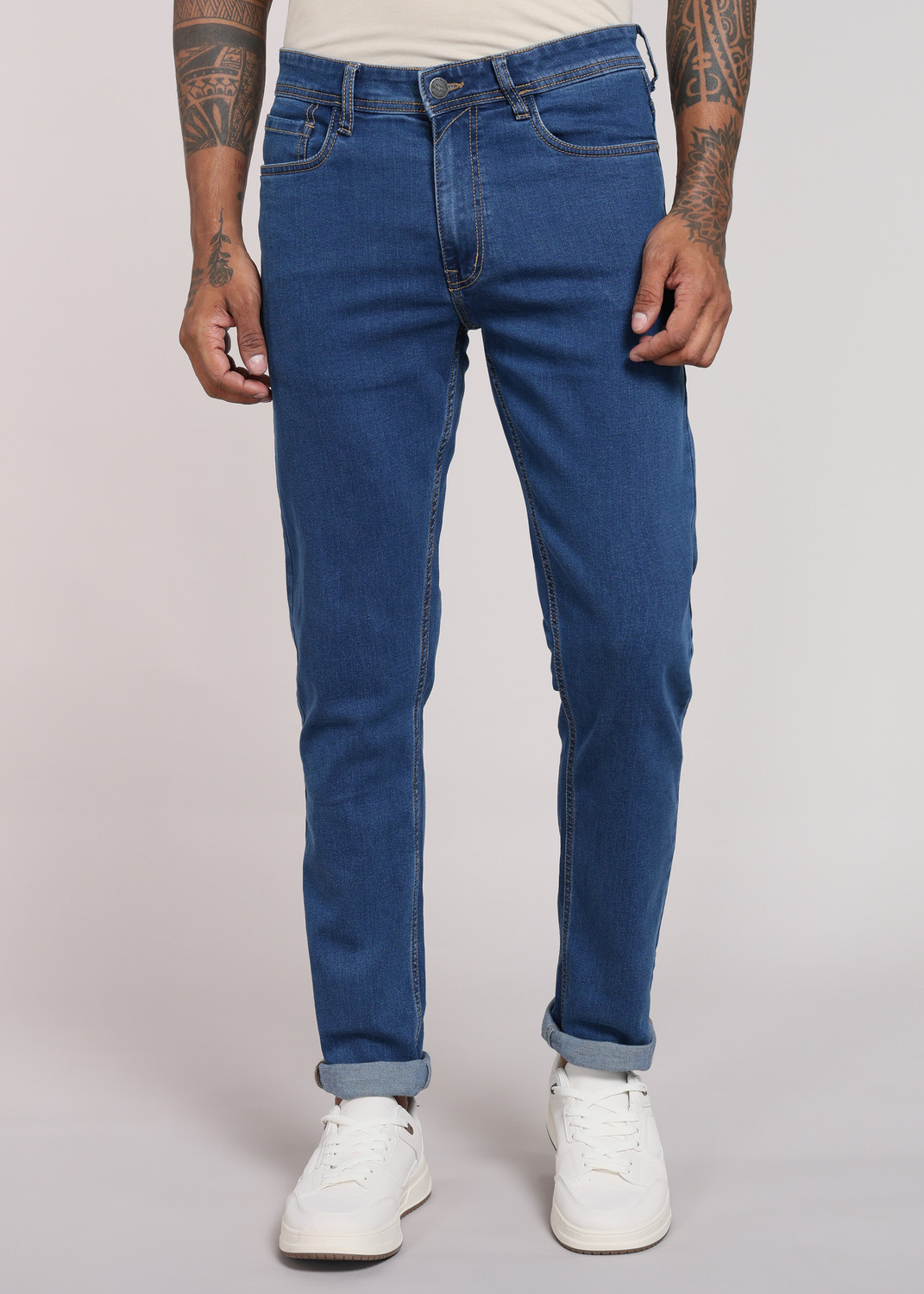 Image of PETER ENGLAND Men Slim Mid Rise Blue Jeans