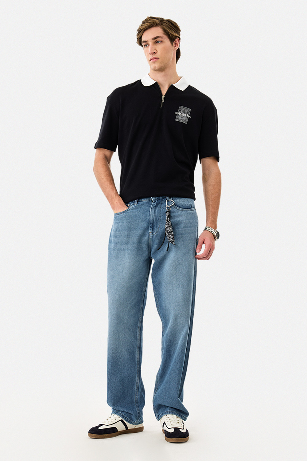 Image of Snitch Relaxed Fit Men Blue Jeans