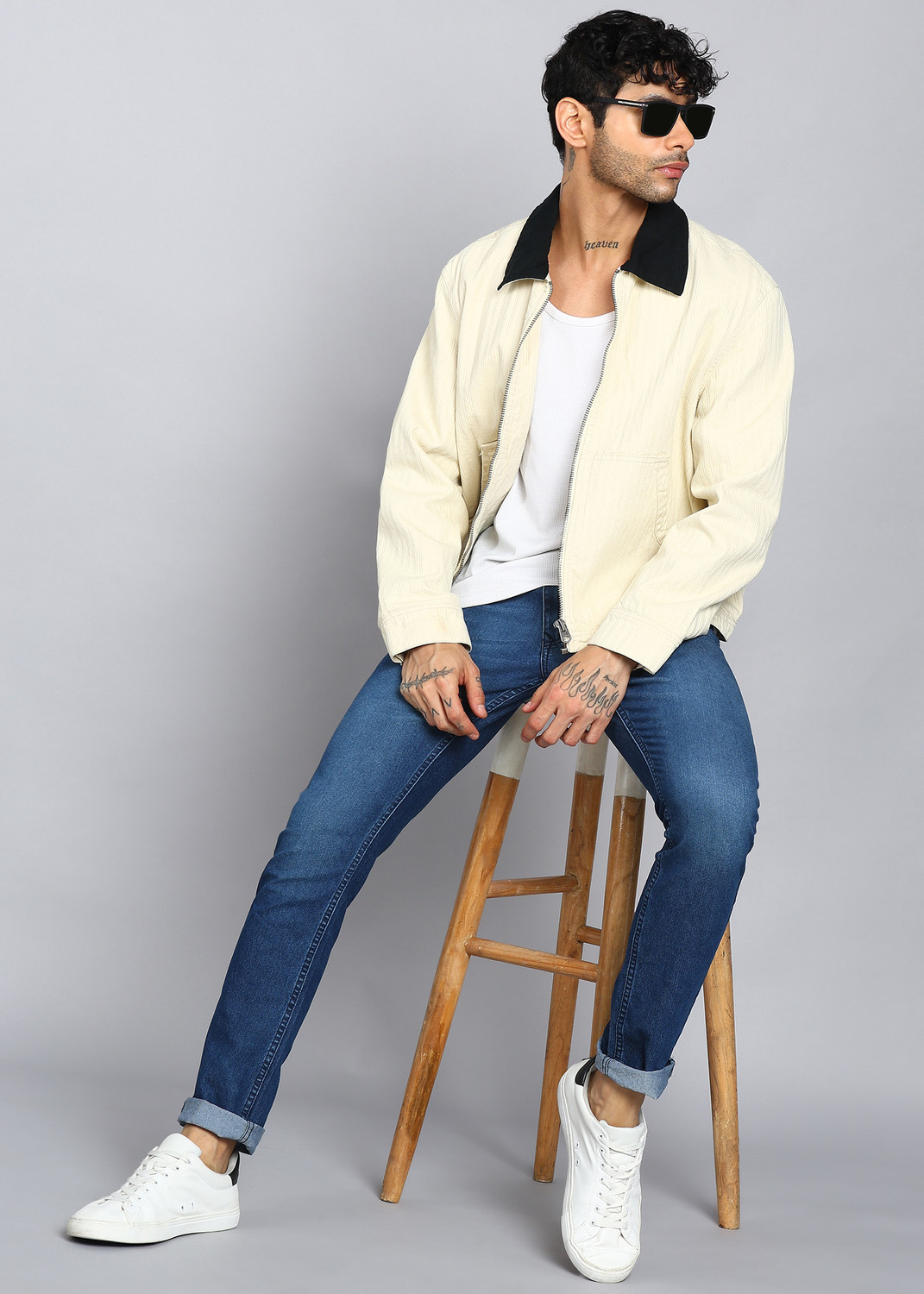 Image of WROGN Slim Men Dark Blue Jeans