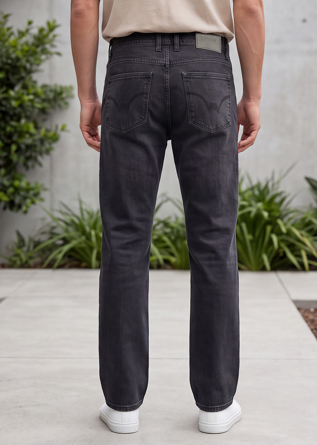 Image of LAWMAN Men Straight Fit Mid Rise Grey Jeans