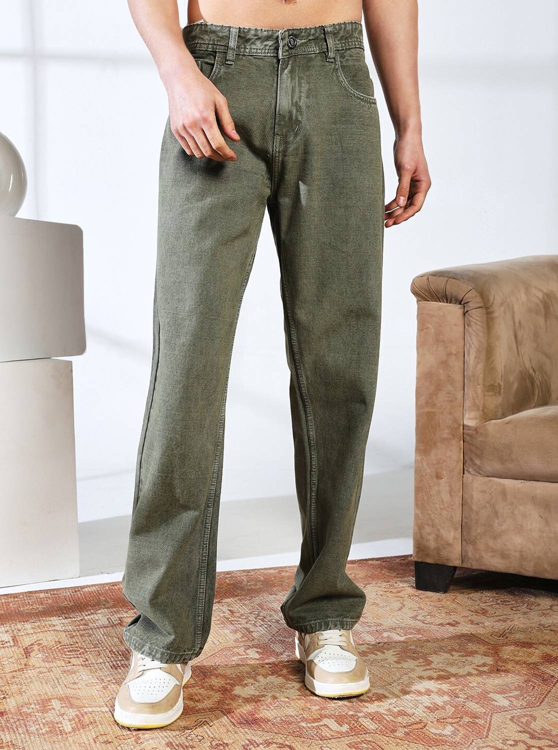 DENIM LOOK Loose Fit Men Green Jeans - Image 4