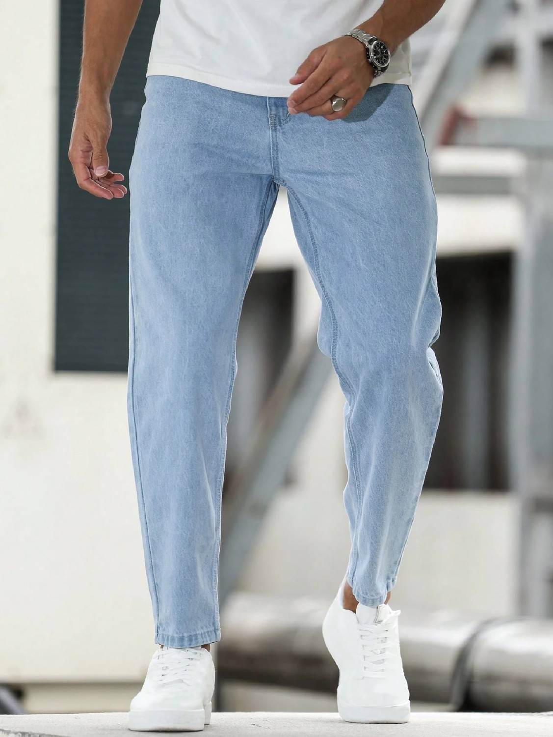 qnim Mom Fit Men Light Blue Jeans - Image 4