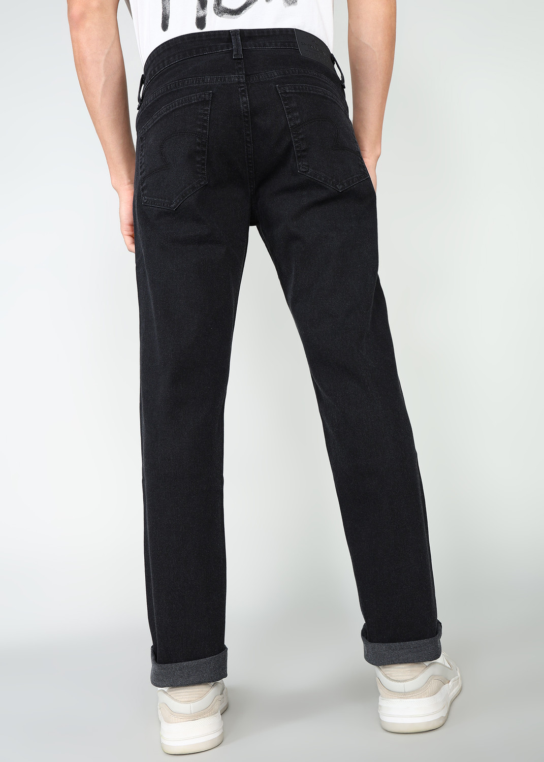 Image of Spykar Straight Fit Men Black Jeans