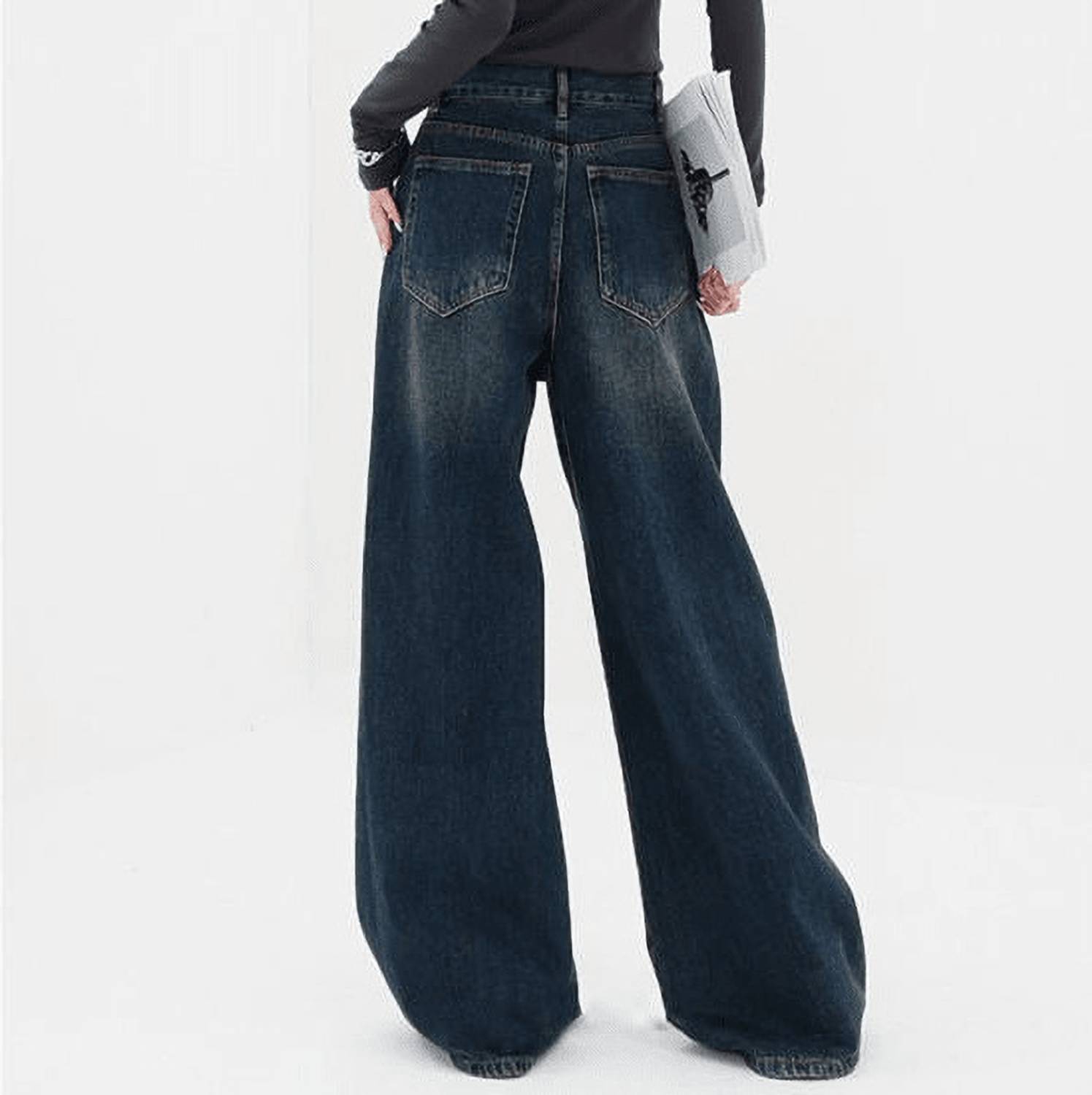 AAV2 Women Dark Blue Wide Leg Jeans - Image 2