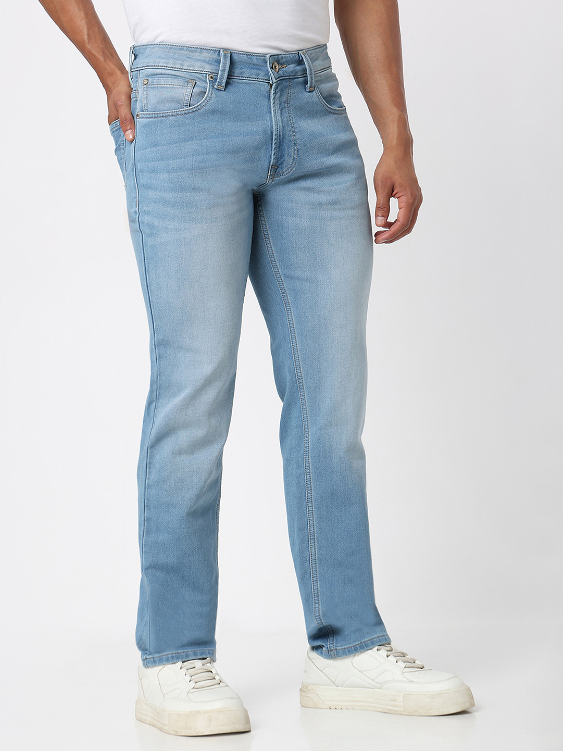 Image of Spykar Slim Men Light Blue Jeans