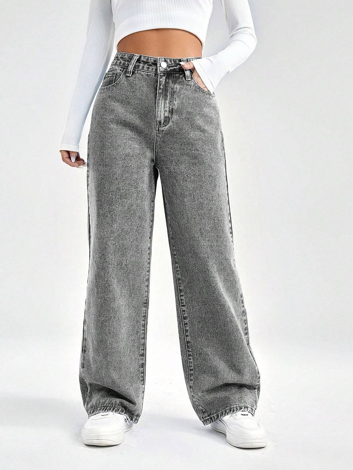 AKACY Straight Fit Women Grey Jeans
