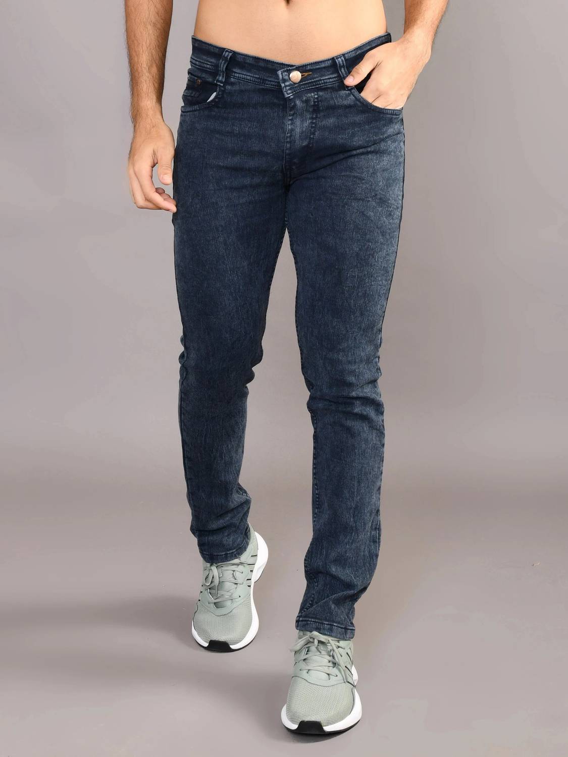 Lzard Men Regular Mid Rise Dark Blue Jeans