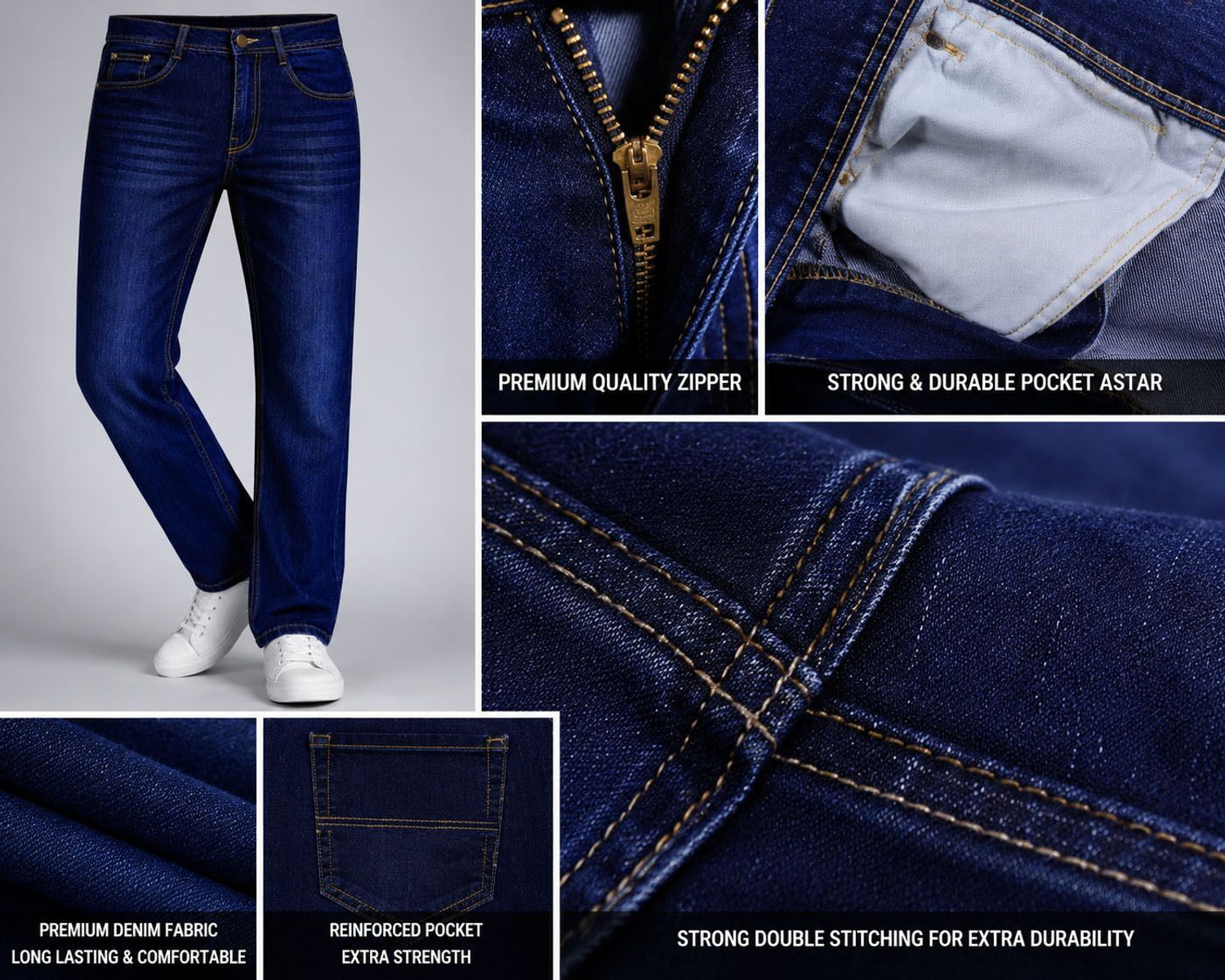 Image of foustreeg Regular Men Dark Blue Jeans