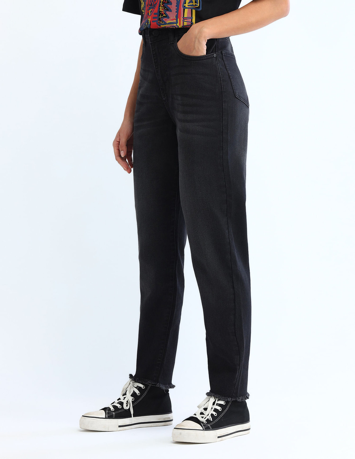 Image of FLYING MACHINE Straight Fit Women Black Jeans