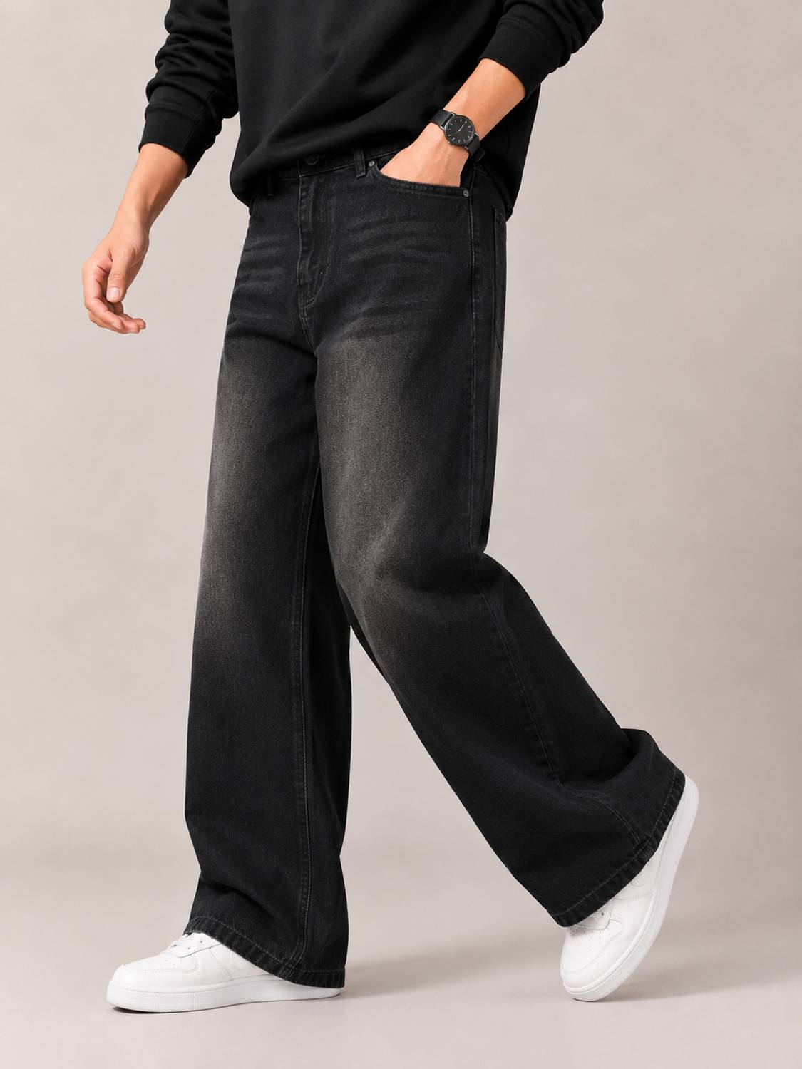 Z&G TRENDS Wide Leg Black Jeans - Image 1