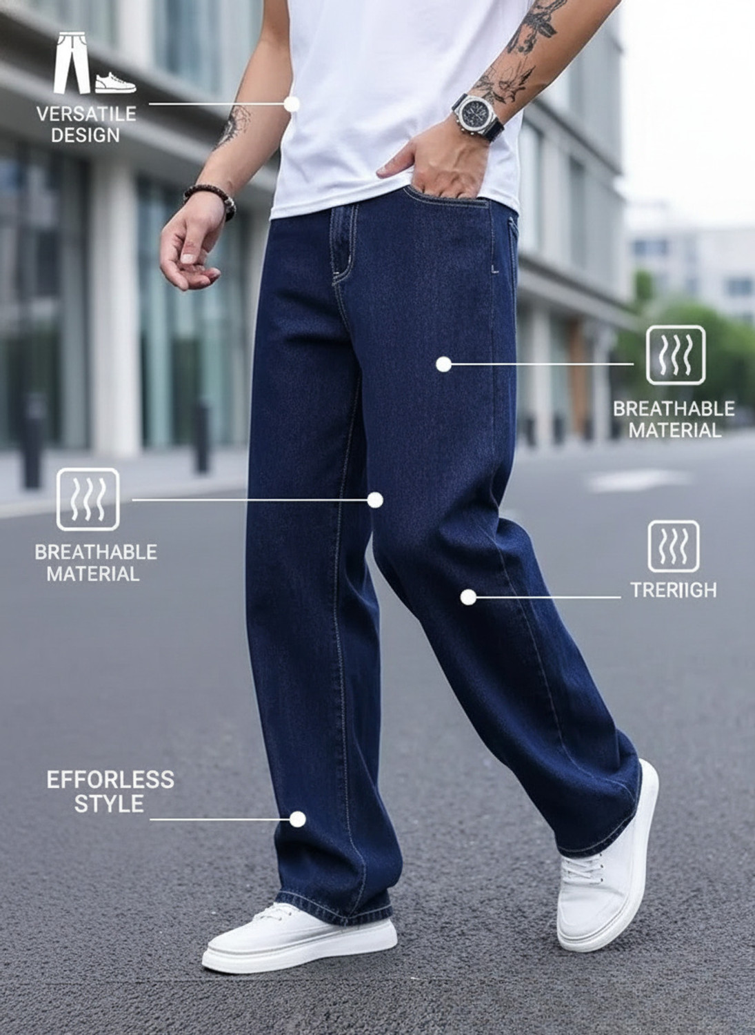 Image of JAARA Loose Fit Men Dark Blue Jeans