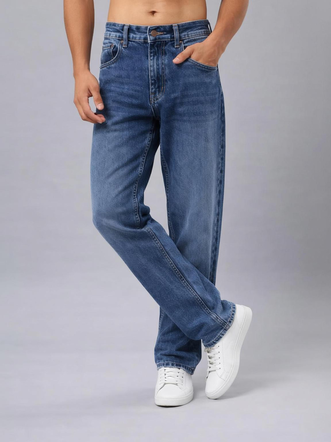 Image of WAZWEAR Straight Fit Men Dark Blue Jeans