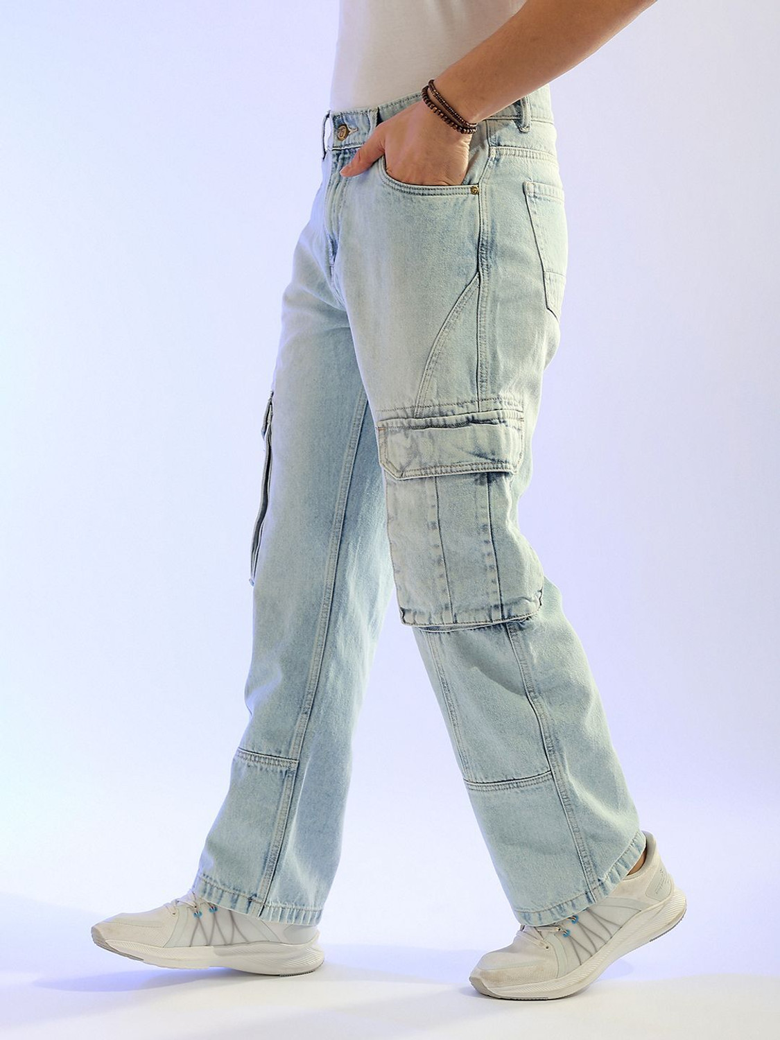 Image of The Indian Garage Co. Relaxed Fit Men Light Blue Jeans