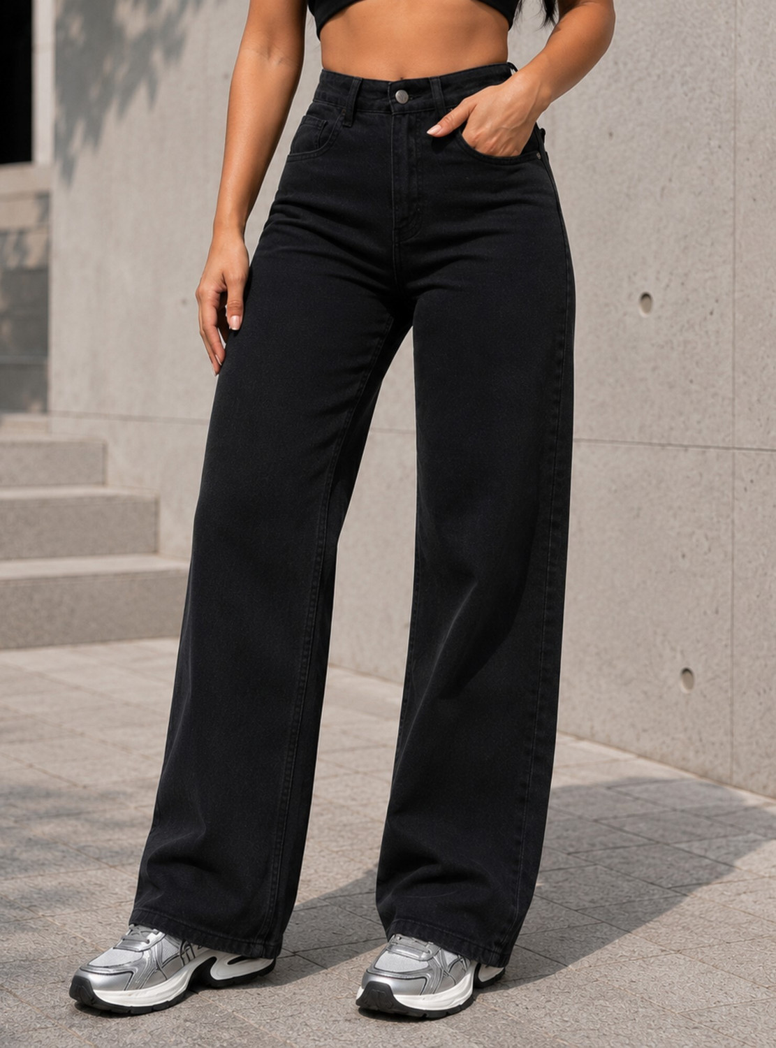 Image of Creation By London Hills Relaxed Fit Women Black Jeans
