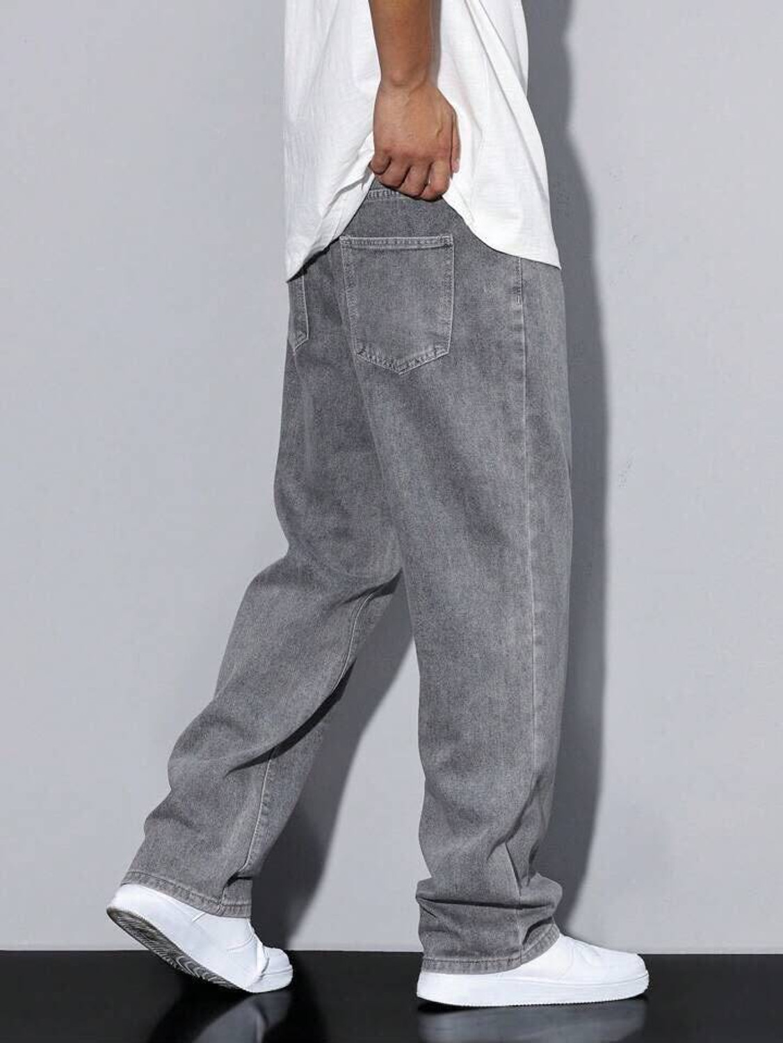 Image of H&H Men Straight Fit High Rise Grey Jeans