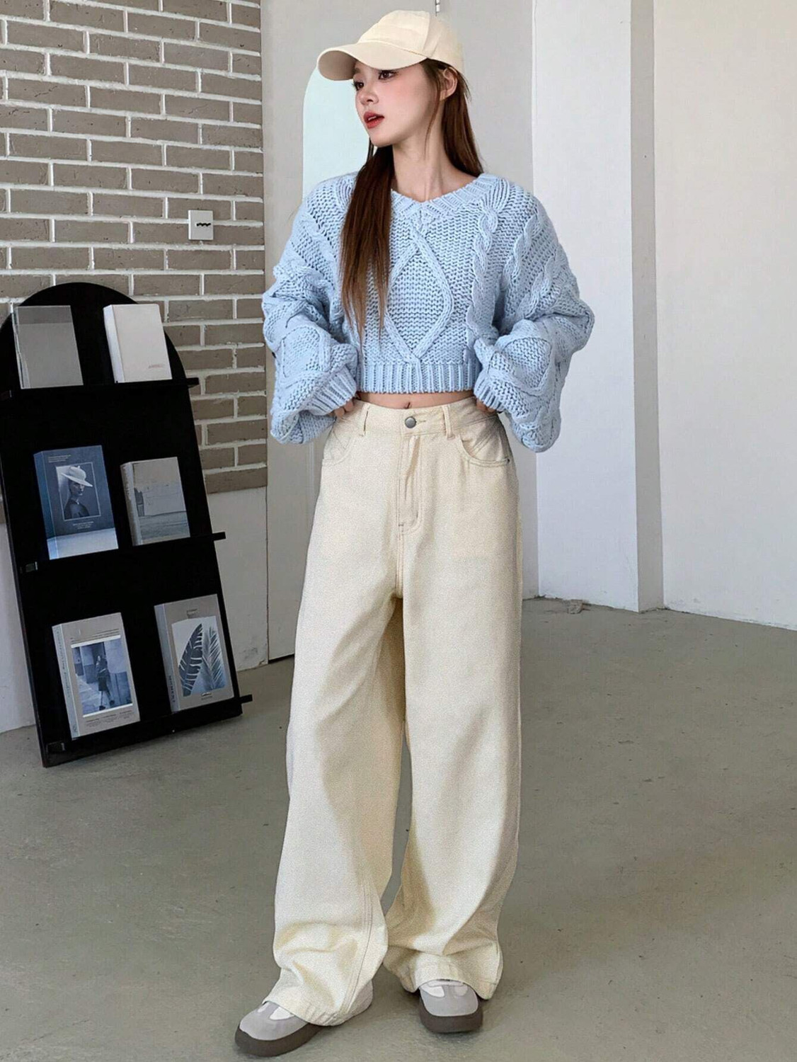 Image of BrahmaniEn Baggy Fit Women Beige Jeans