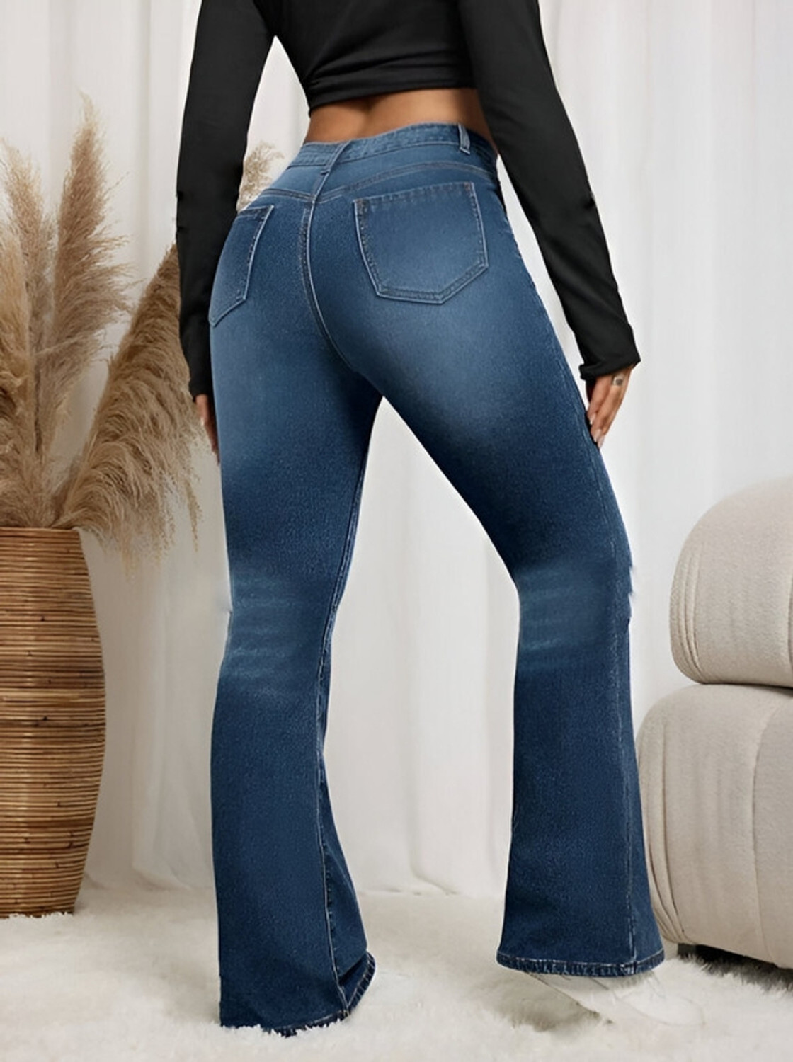 Image of BEN MARTIN Boot-Leg Women Dark Blue Jeans