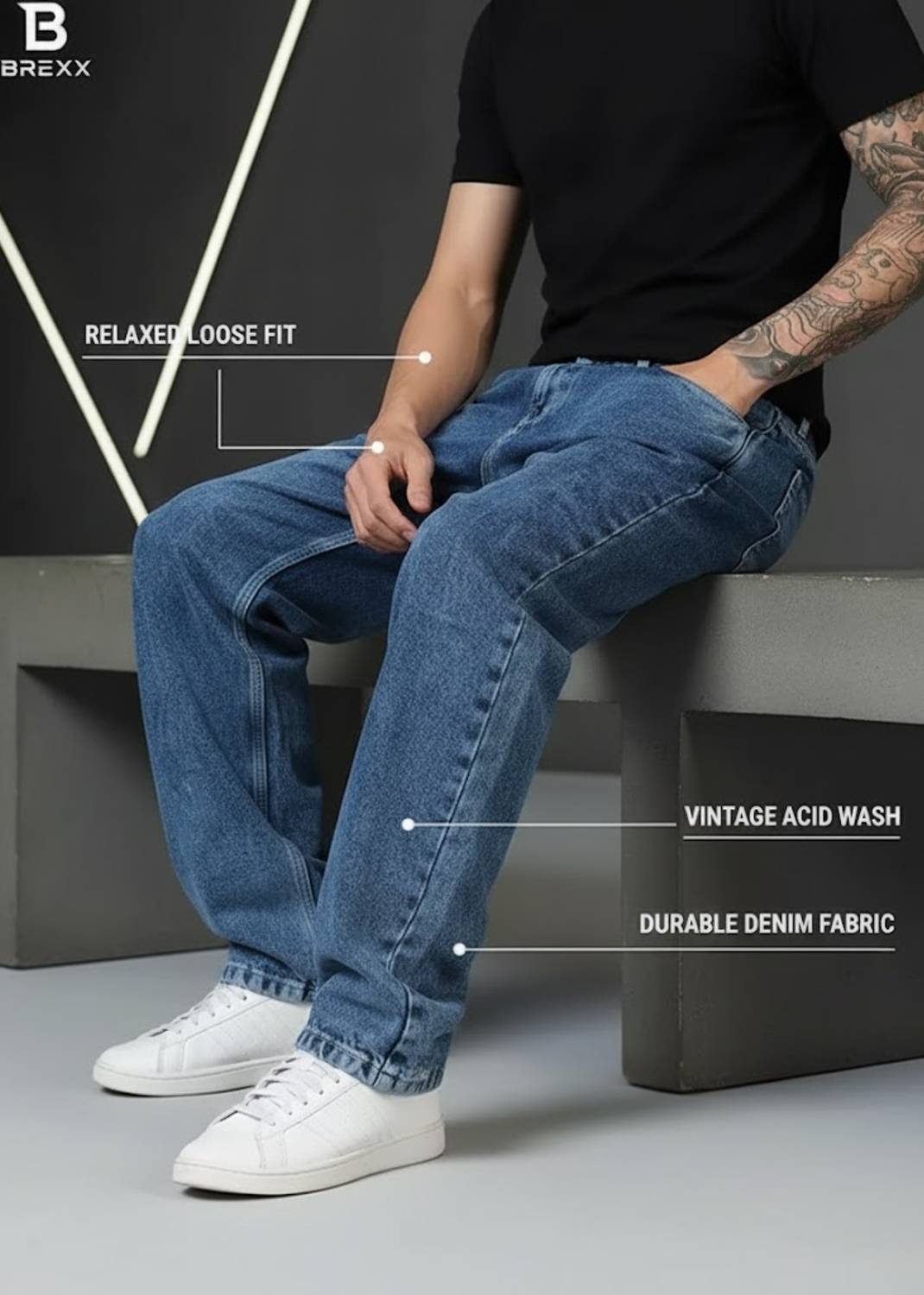 BREXX Loose Fit Men Blue Jeans - Image 4