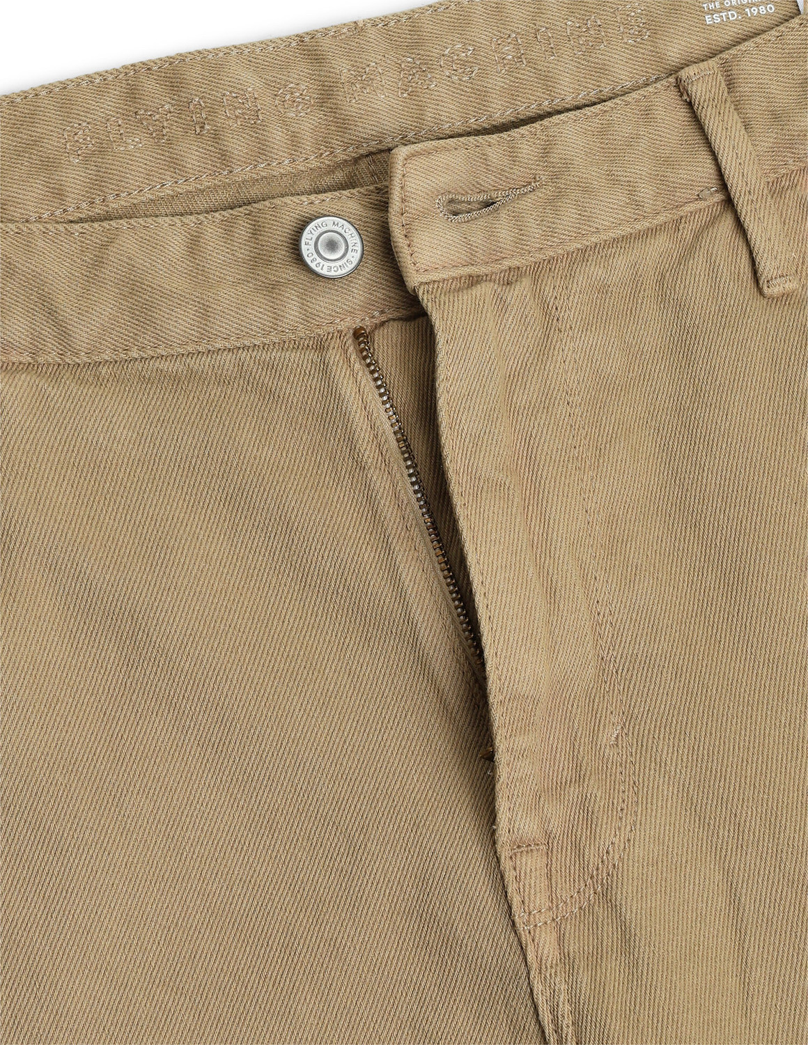 Image of FLYING MACHINE Men Relaxed Fit High Rise Beige Jeans