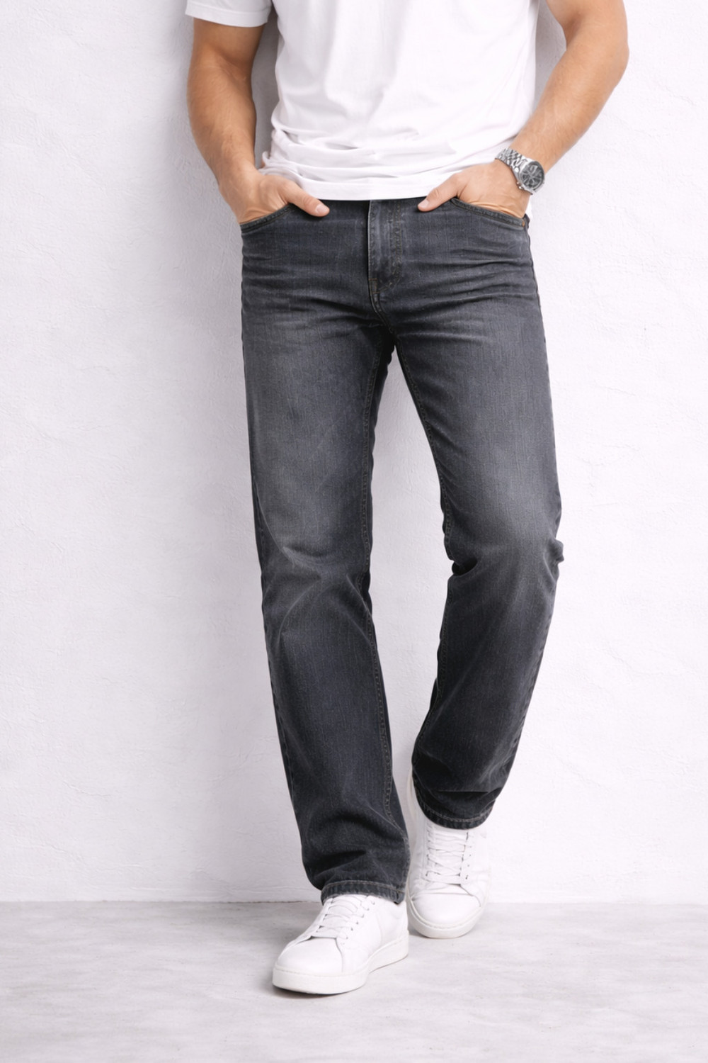 Image of BREXX Straight Fit Men Dark Grey Jeans