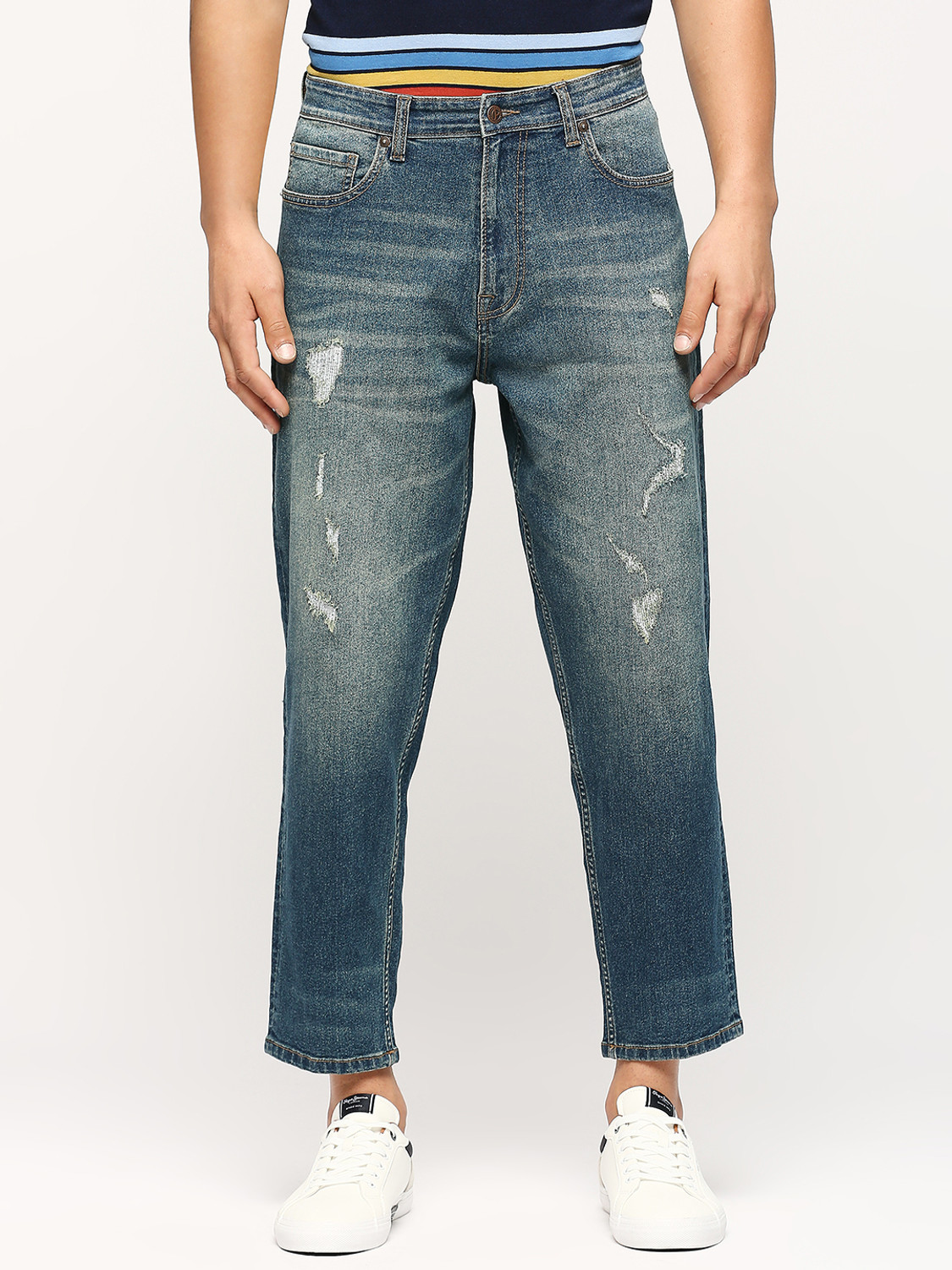 Image of Pepe Jeans Men Loose Fit Mid Rise Blue Jeans