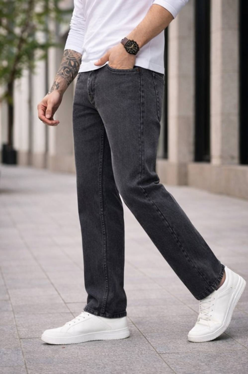 INDIGOX Straight Fit Men Dark Grey Jeans