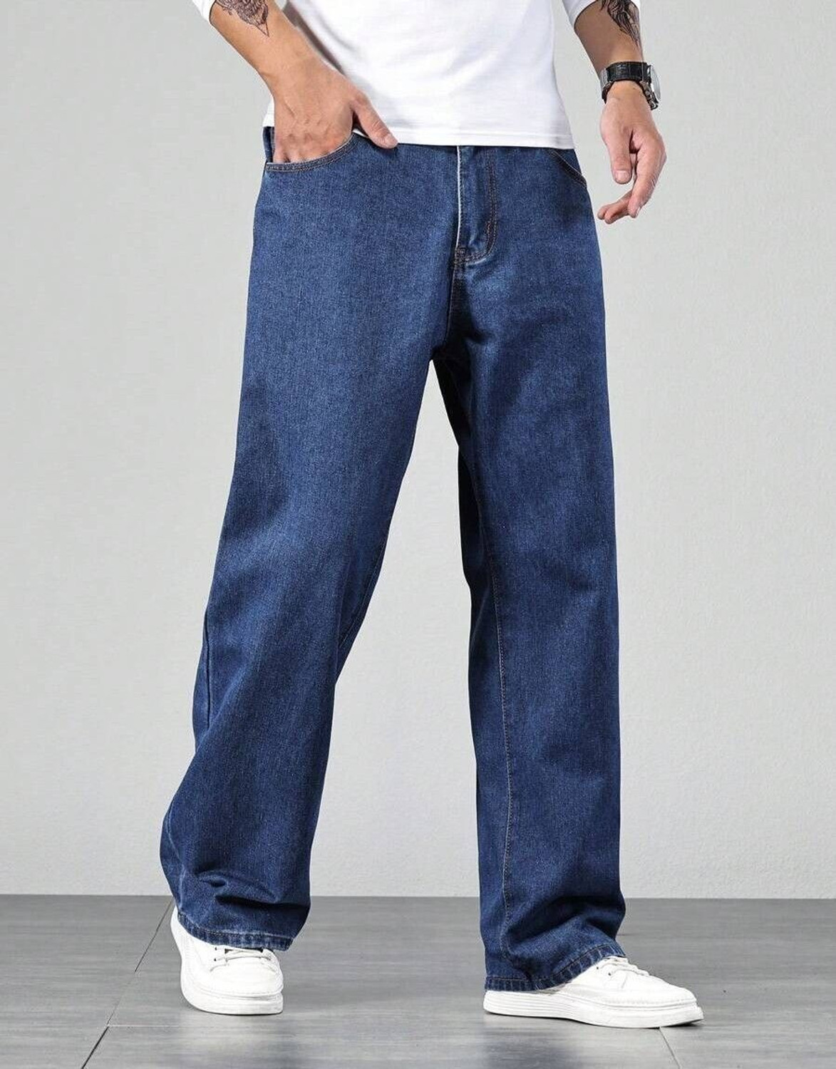Image of DENIM LOOK Loose Fit Men Dark Blue Jeans