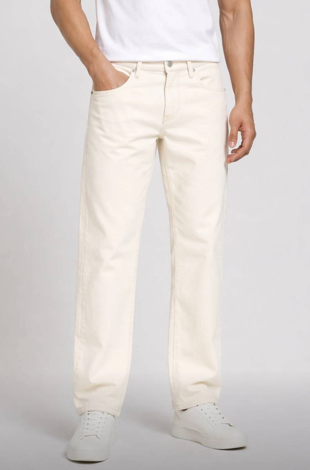 Zaba Denim Relaxed Fit Men Beige, White Jeans - Image 1