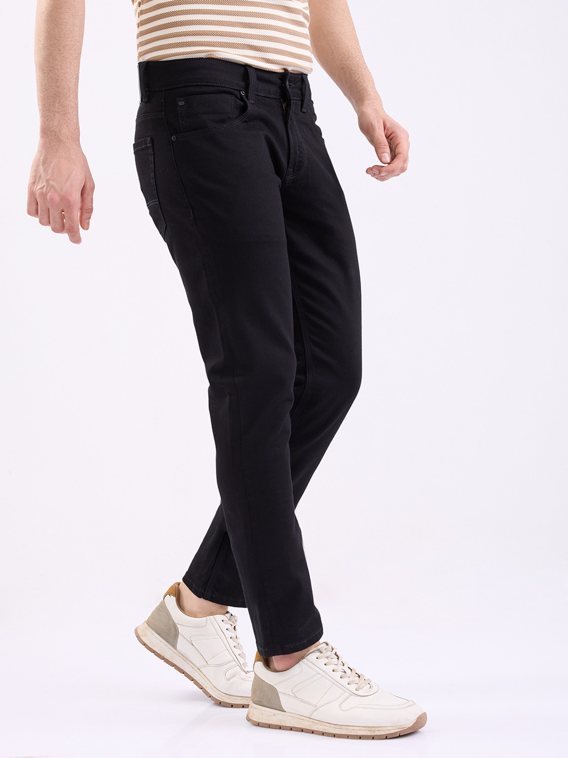 Image of Spykar Men Slim Low Rise Black Jeans