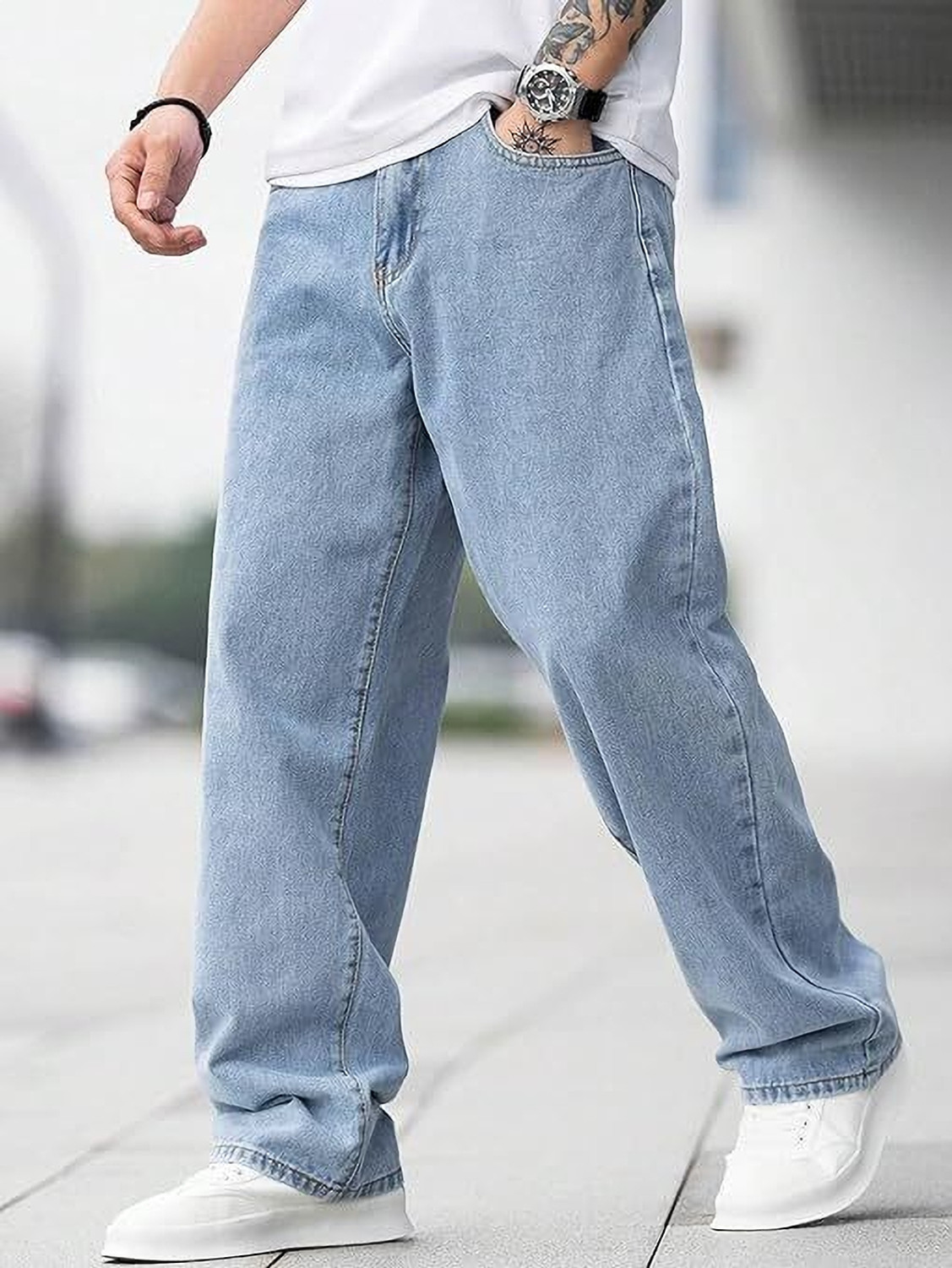Image of UNITED DENIM Straight Fit Men Light Blue Jeans