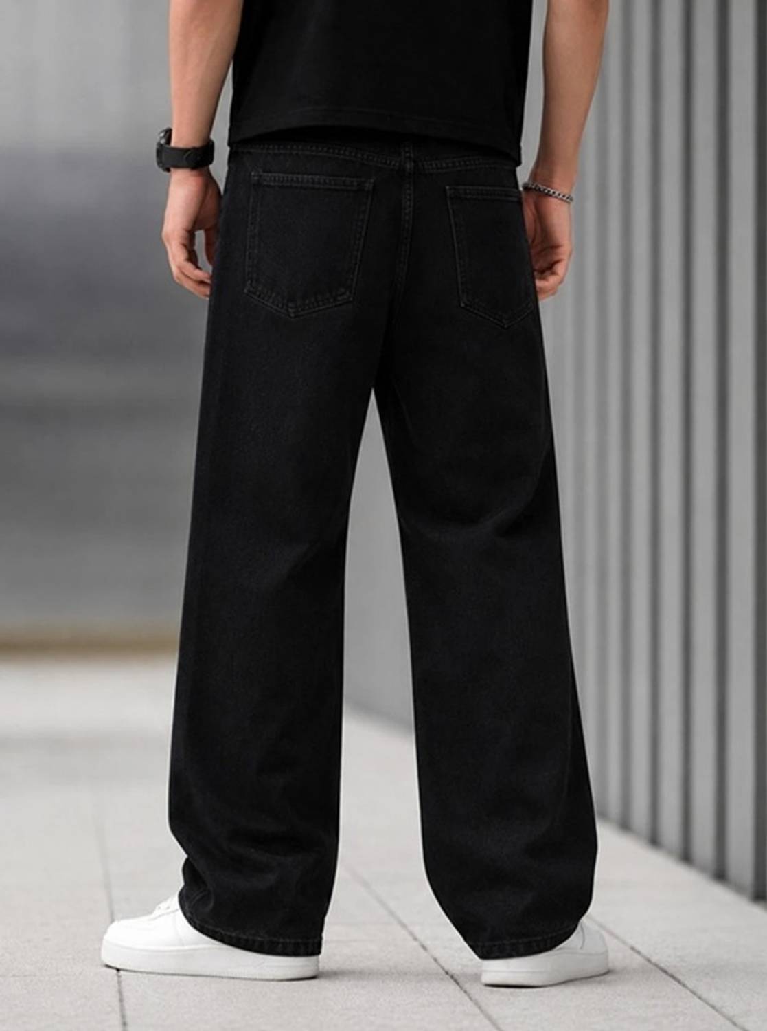 AzureAttire Straight Fit Black Jeans - Image 2