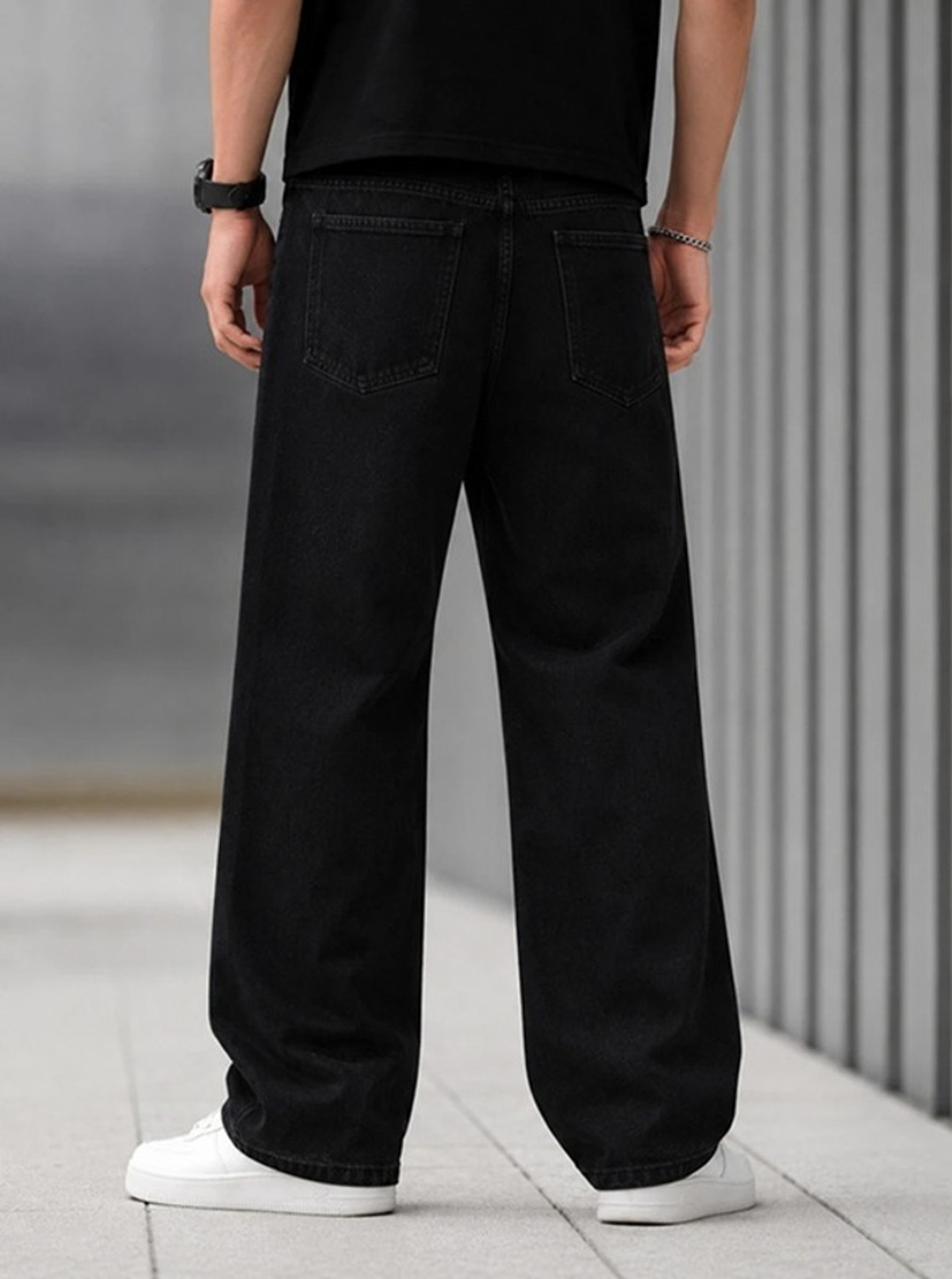 Image of AzureAttire Straight Fit Men Black Jeans