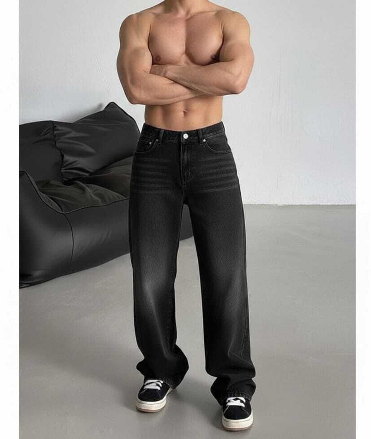 Image of Pokie Straight Fit Men Grey Jeans