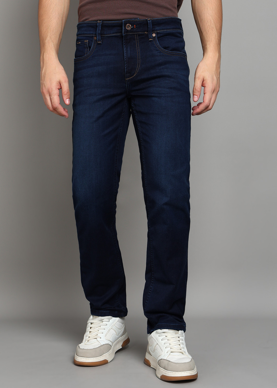 Image of KILLER Men Slim Mid Rise Dark Blue Jeans