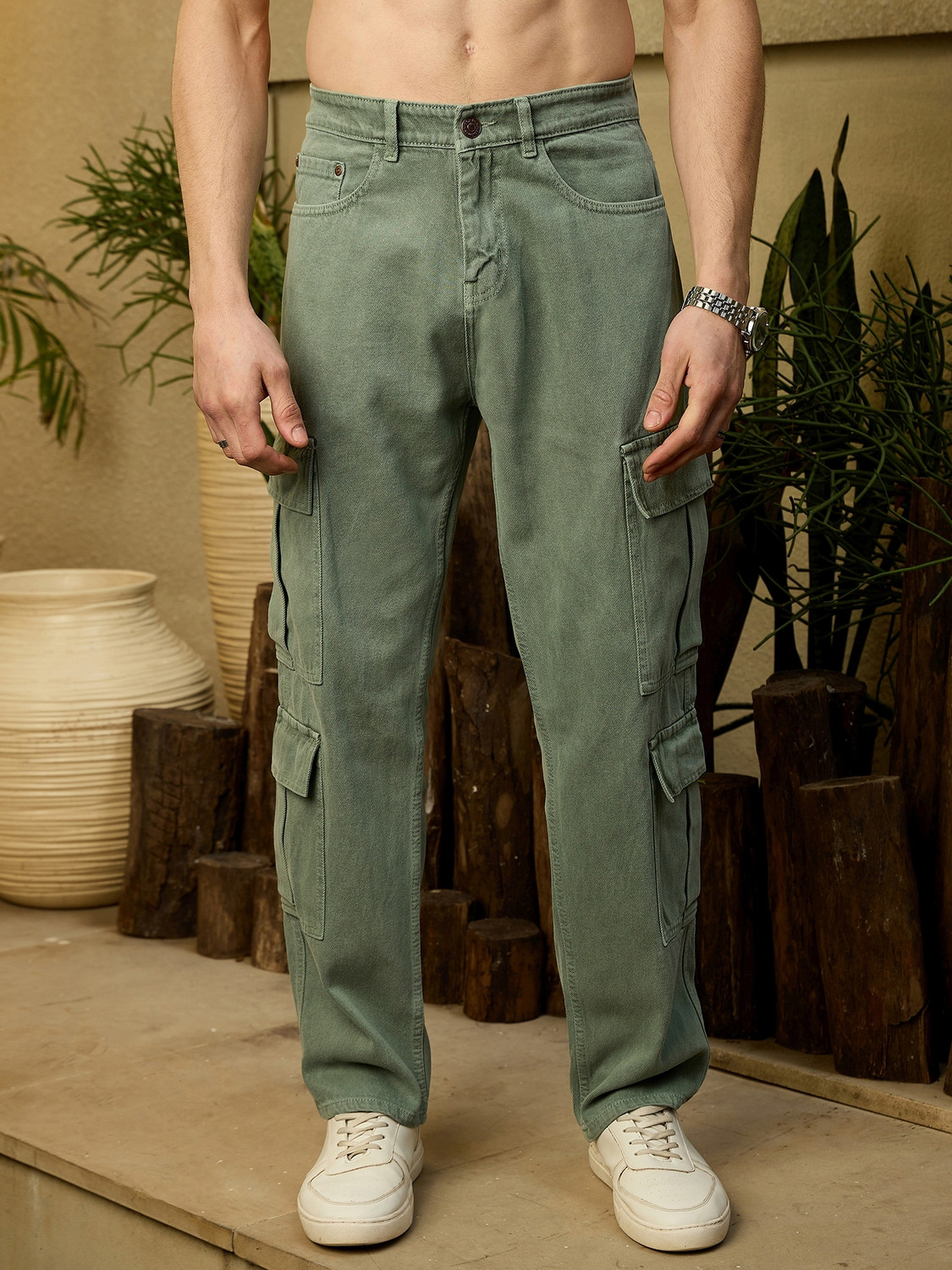 Image of DENNISON Relaxed Fit Men Light Green Jeans
