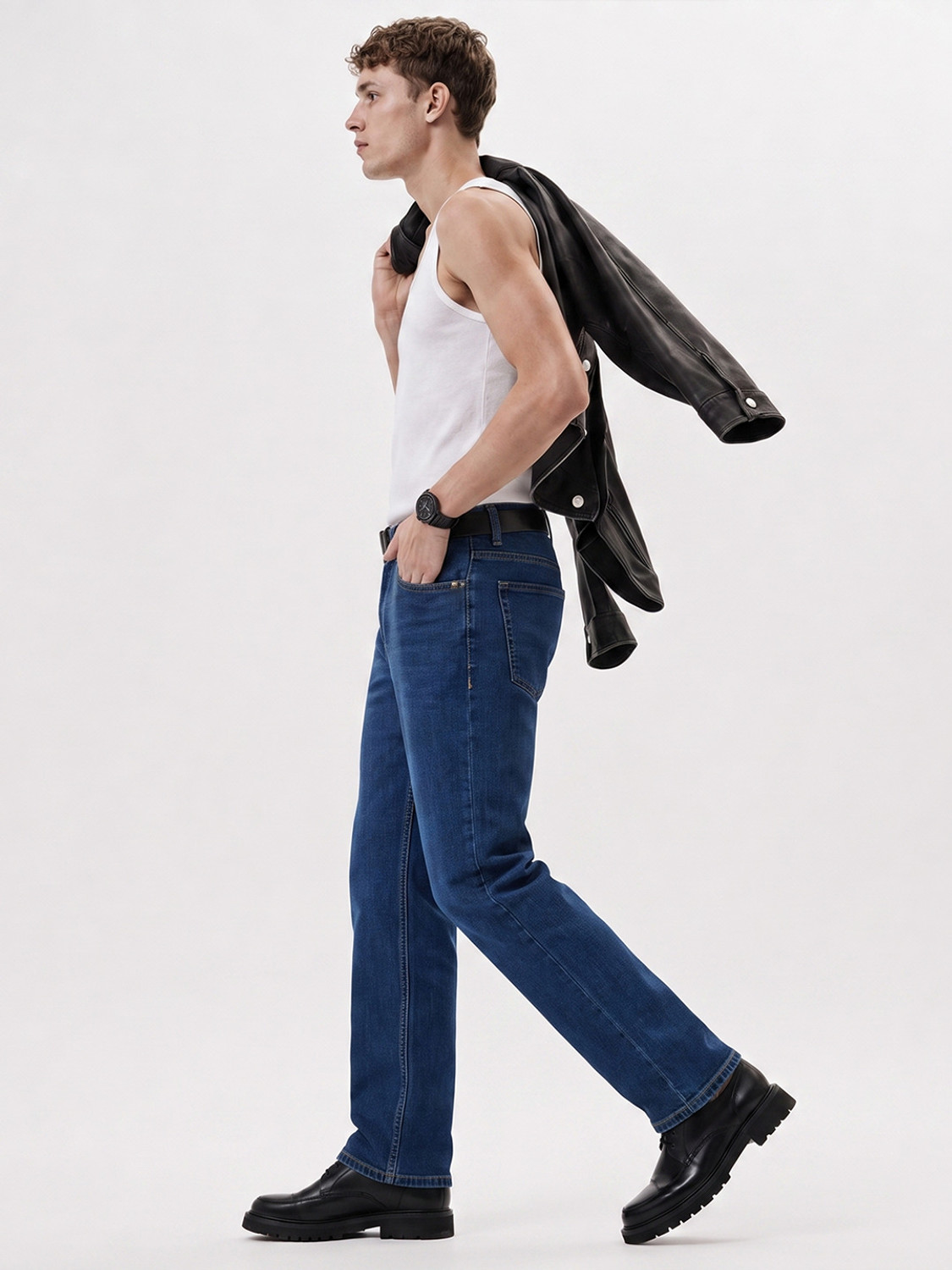 Image of RED CHIEF Men Regular Mid Rise Blue Jeans