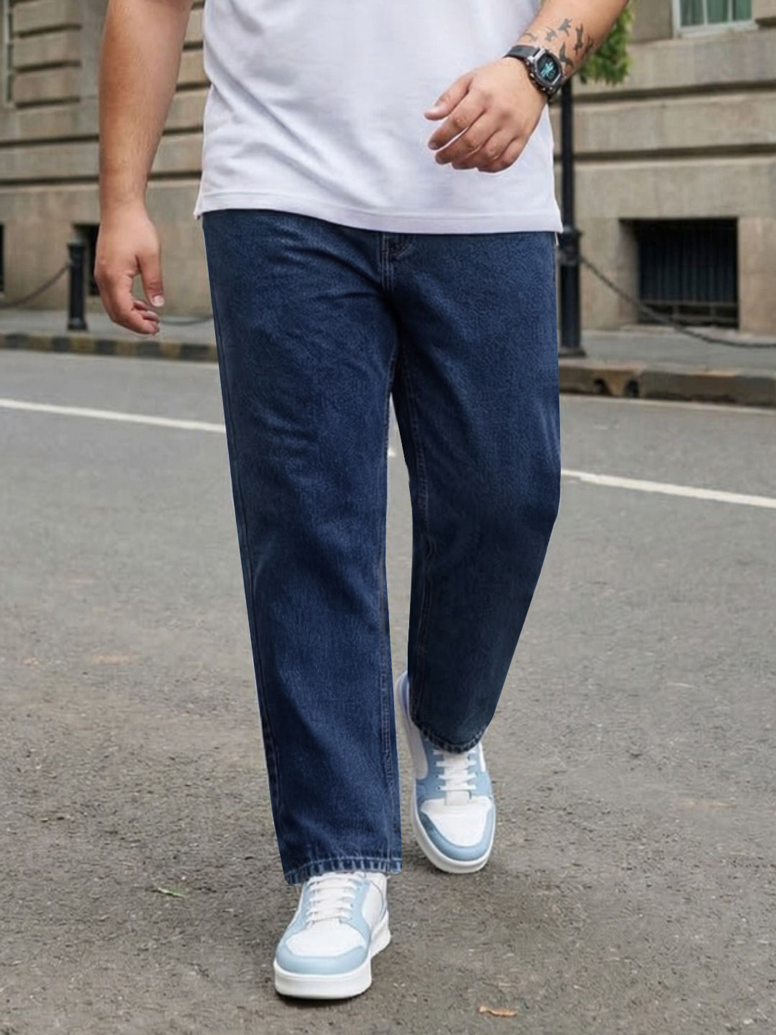 Image of Urbano Plus Relaxed Fit Men Dark Blue Jeans