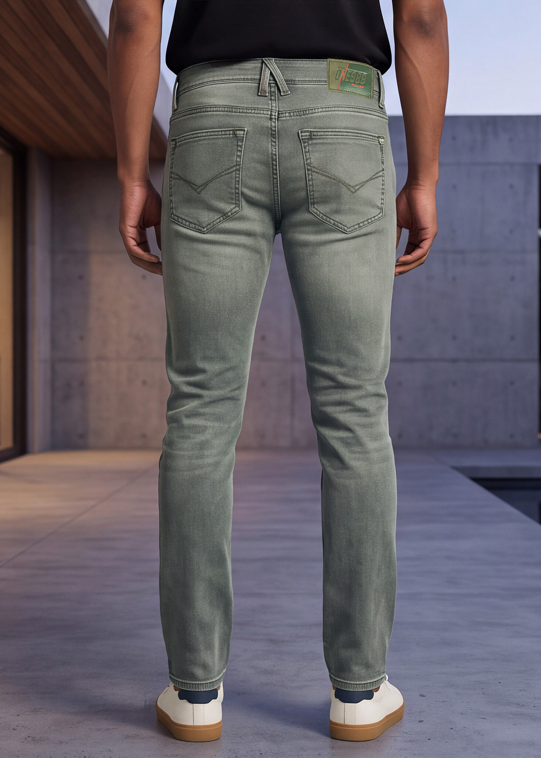 Image of KILLER Men Skinny Mid Rise Dark Green Jeans
