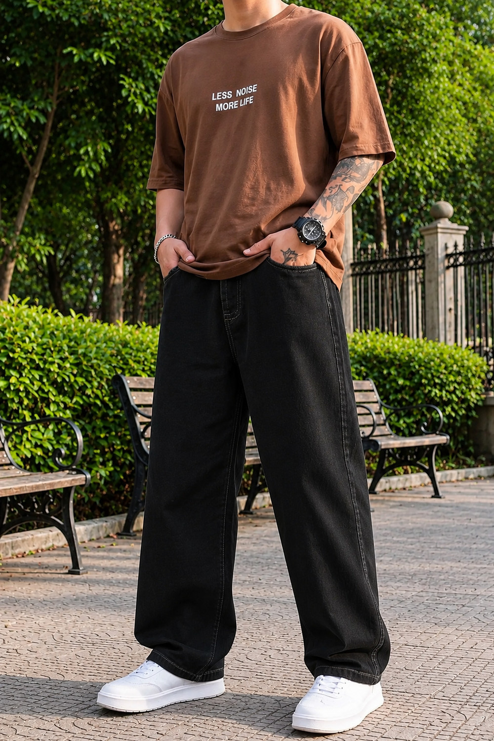 Image of Clyver Men Straight Fit Mid Rise Black Jeans