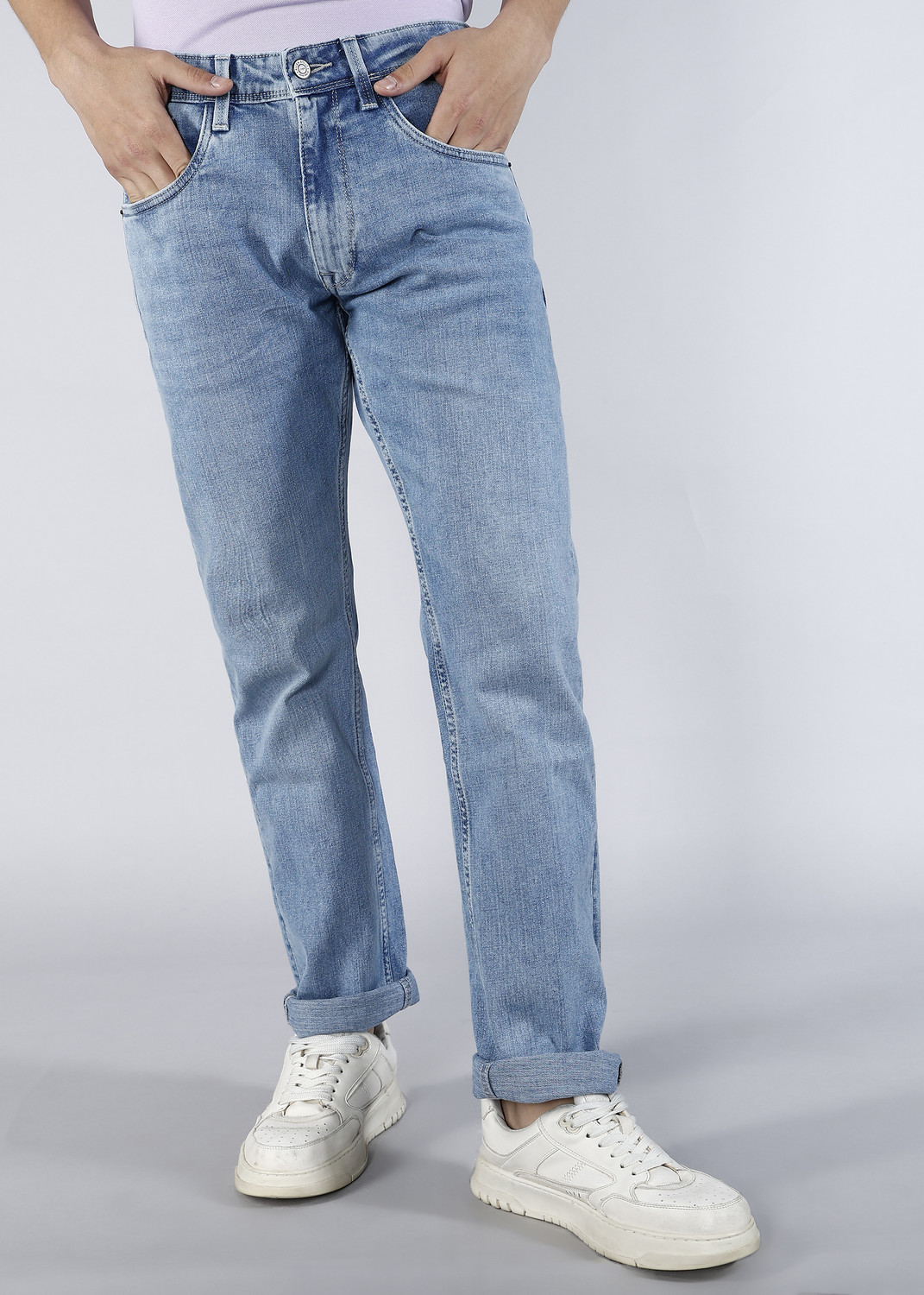 Image of Allen Solly Men Regular Mid Rise Blue Jeans