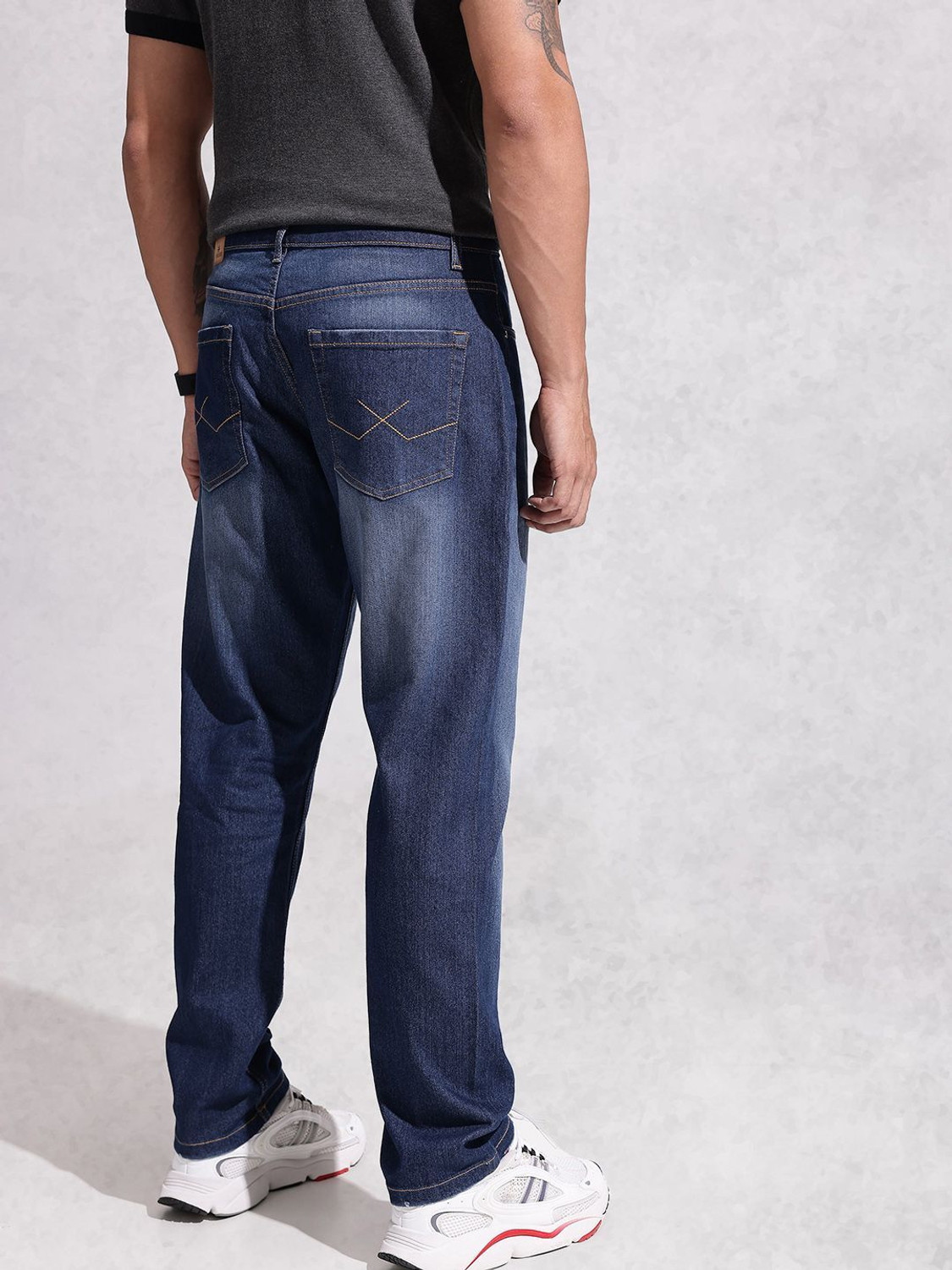 Image of WROGN Relaxed Fit Men Blue Jeans