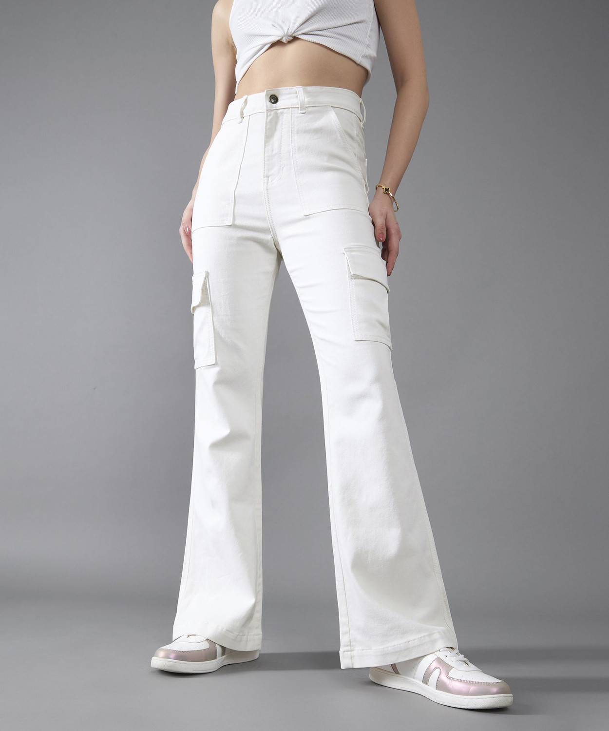 Image of DOLCE CRUDO Boot-Leg Women White Jeans