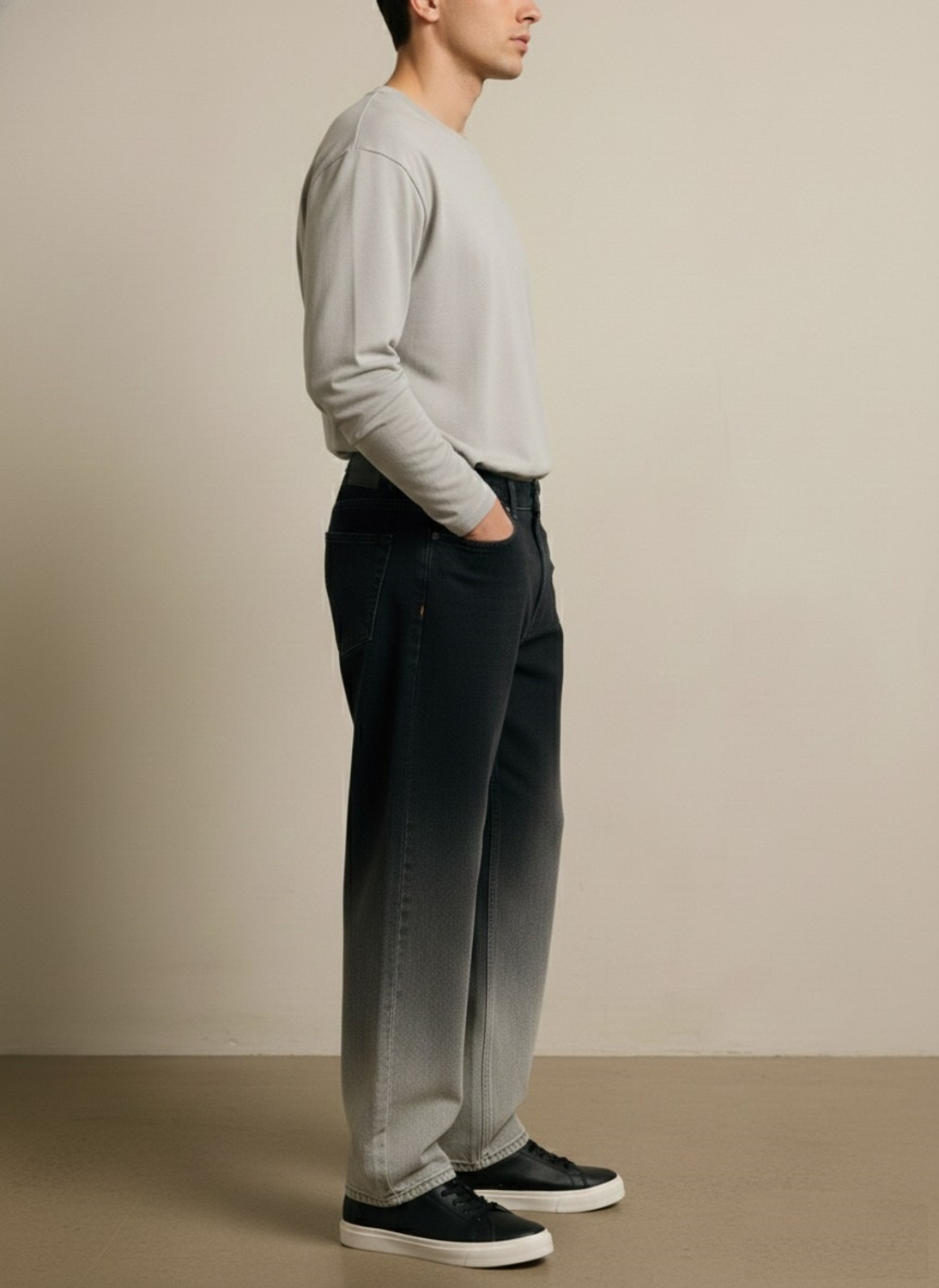 Image of Veltick Loose Fit Men Dark Grey Jeans