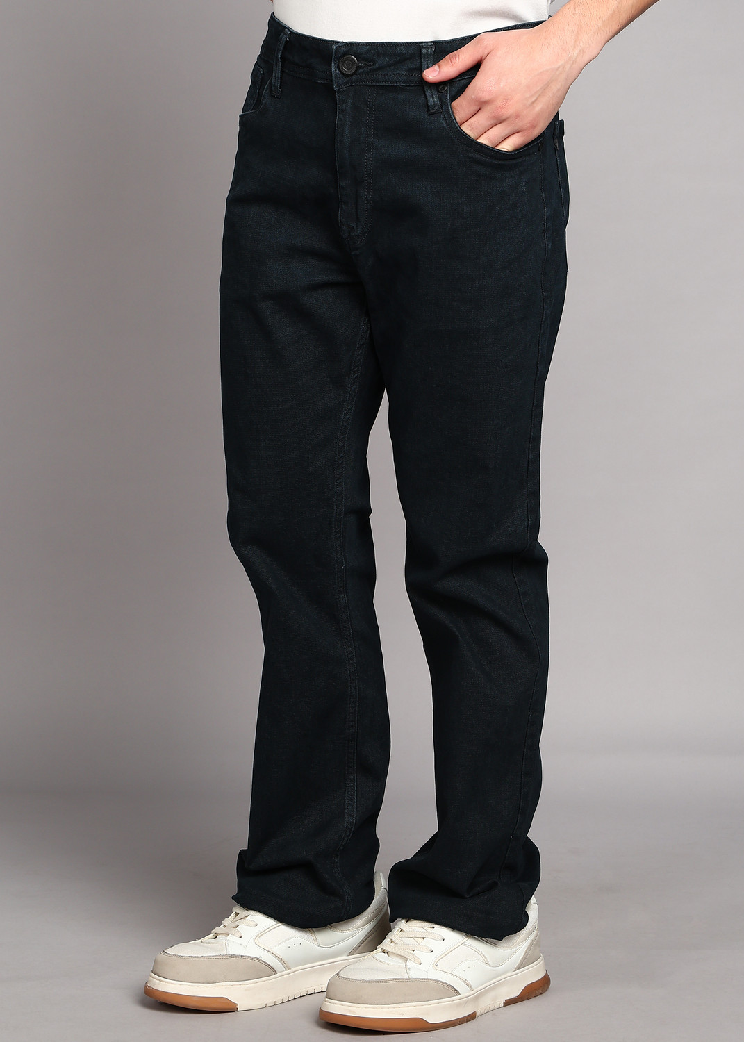 Image of INTEGRITI Men Straight Fit Mid Rise Dark Blue Jeans