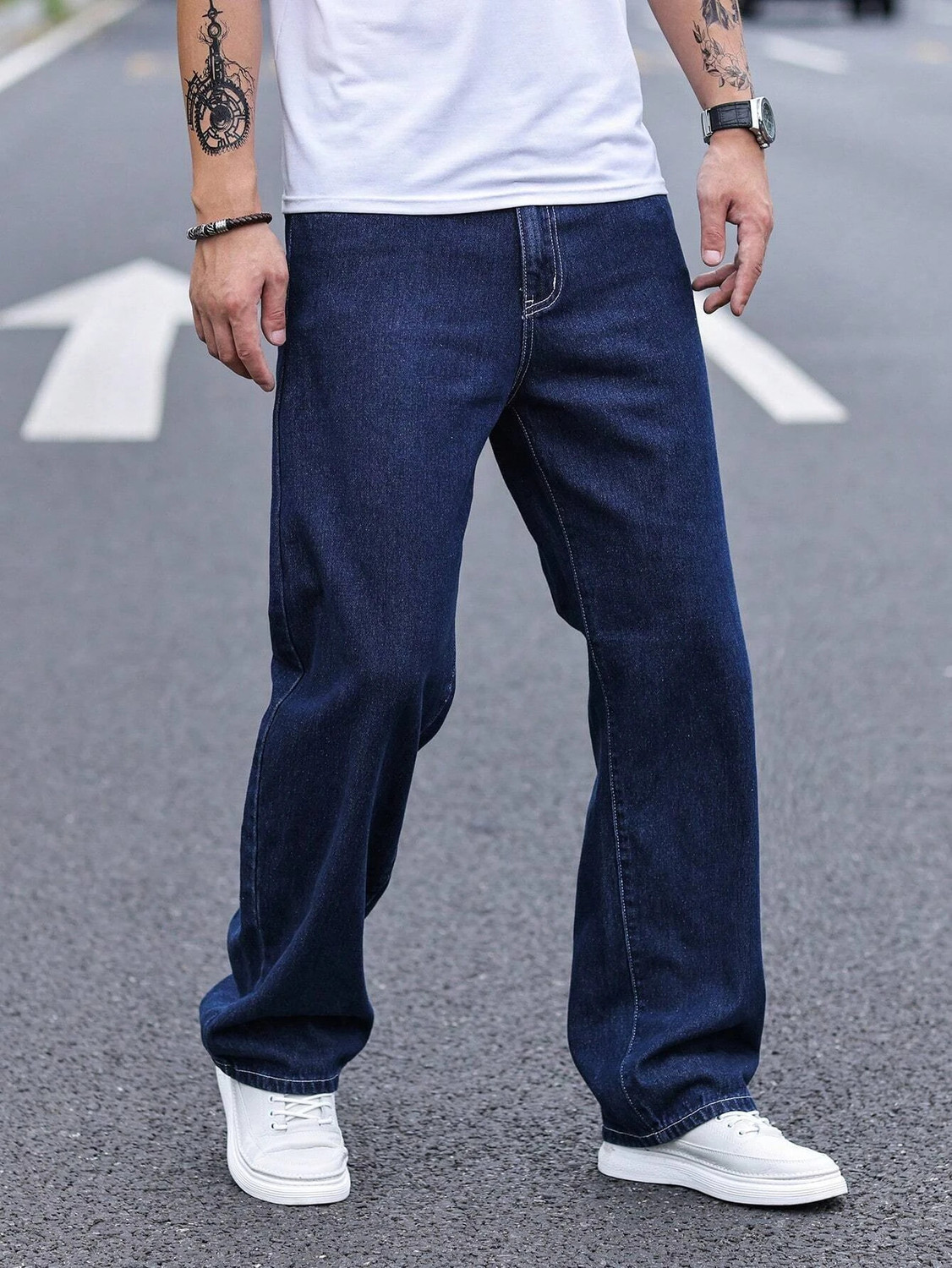 Image of DENIM LOOK Relaxed Fit Men Dark Blue Jeans
