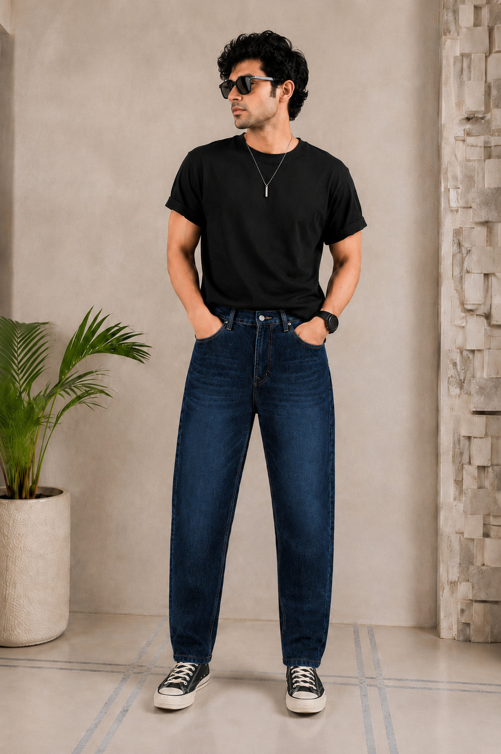 Image of PODGE Mom Fit Men Dark Blue Jeans