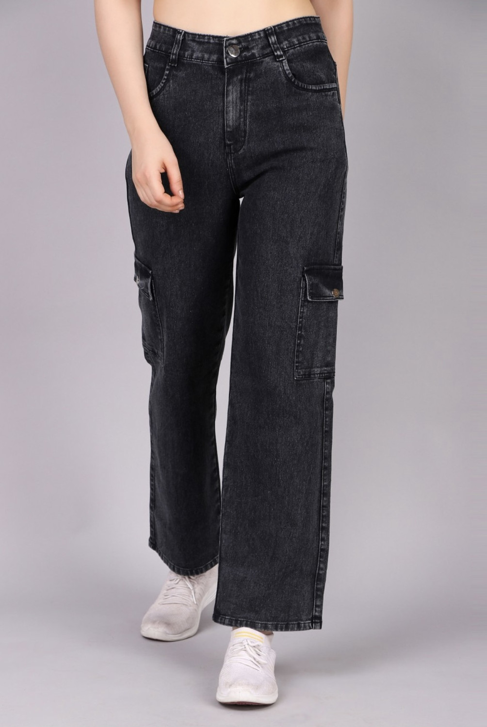 Image of TRENDY LOOKS Straight Fit Women Dark Grey Jeans