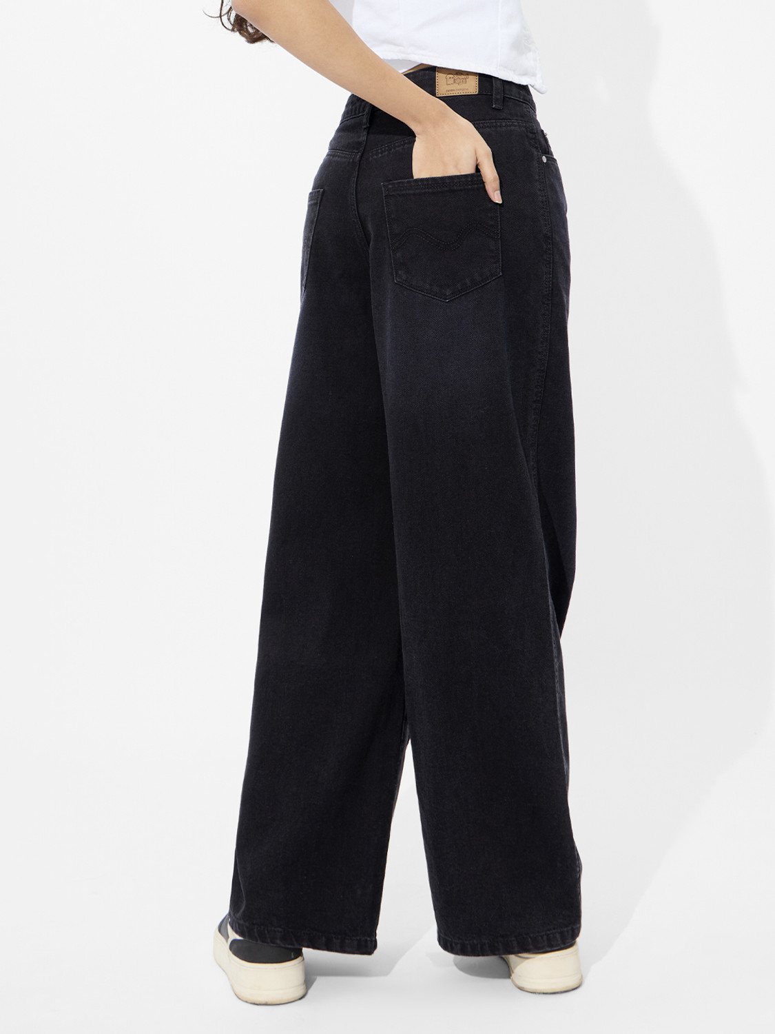 Image of The Souled Store Loose Fit Women Black Jeans