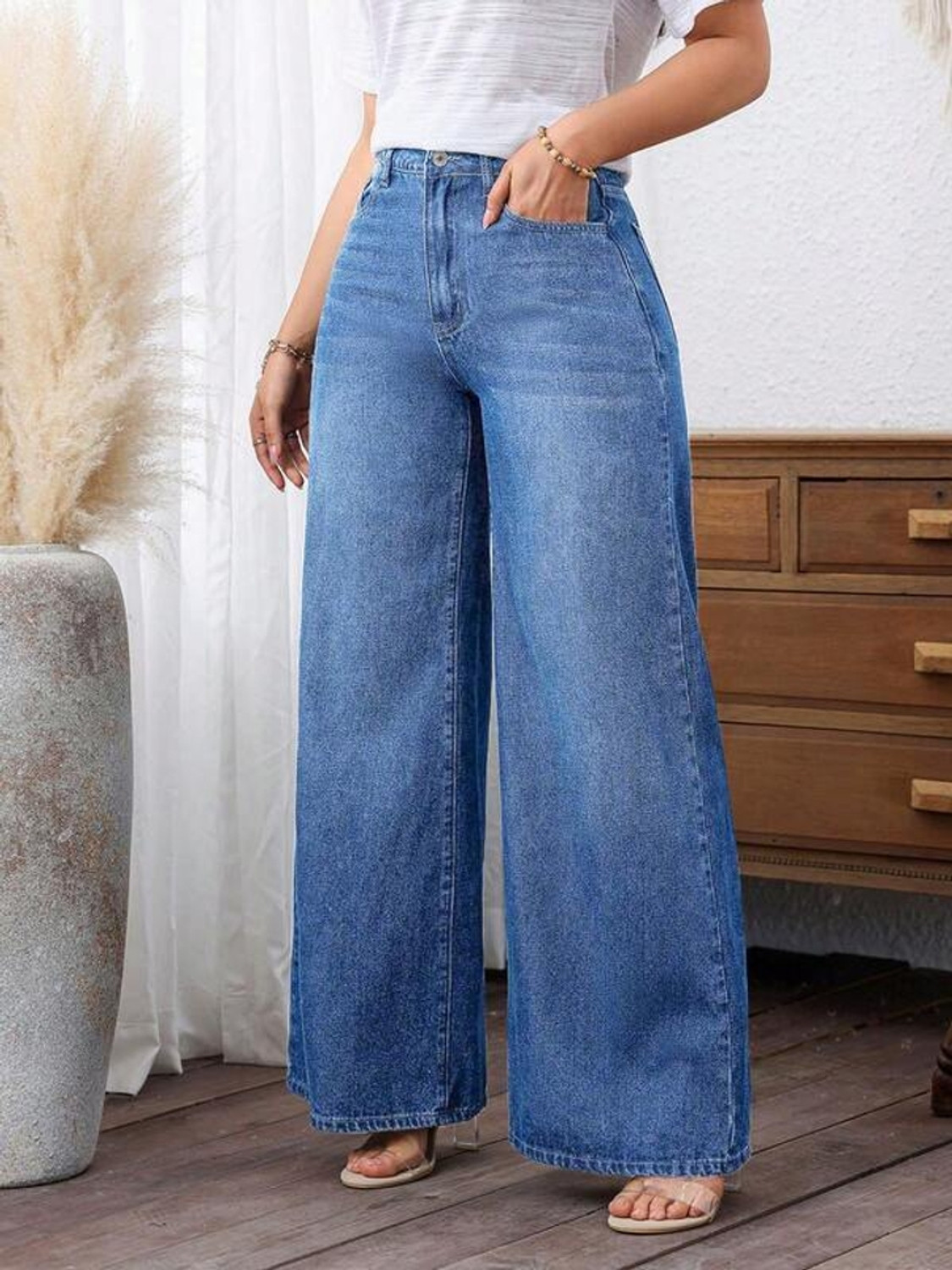 Image of Glossia Loose Fit Women Blue Jeans