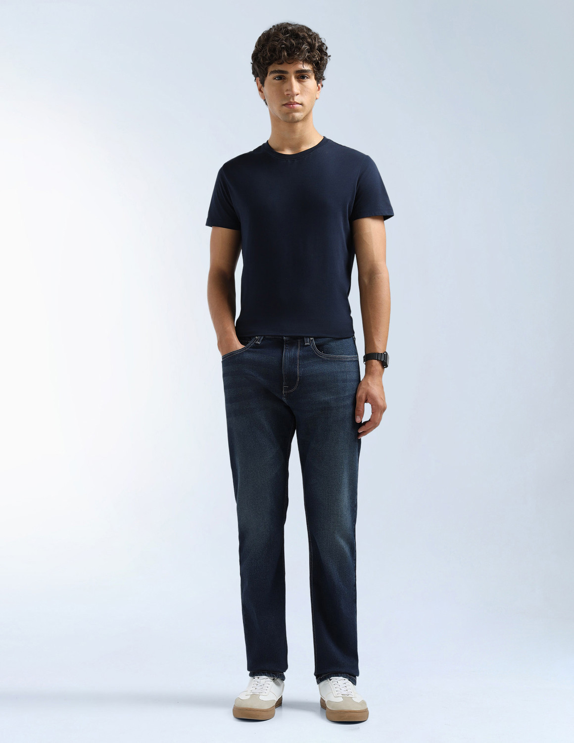 Image of FLYING MACHINE Straight Fit Men Blue Jeans